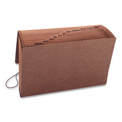 Smead TUFF Expanding Wallet, 12 Sections, Elastic Cord Closure, 1/12-Cut Tabs, Legal Size, Redrope