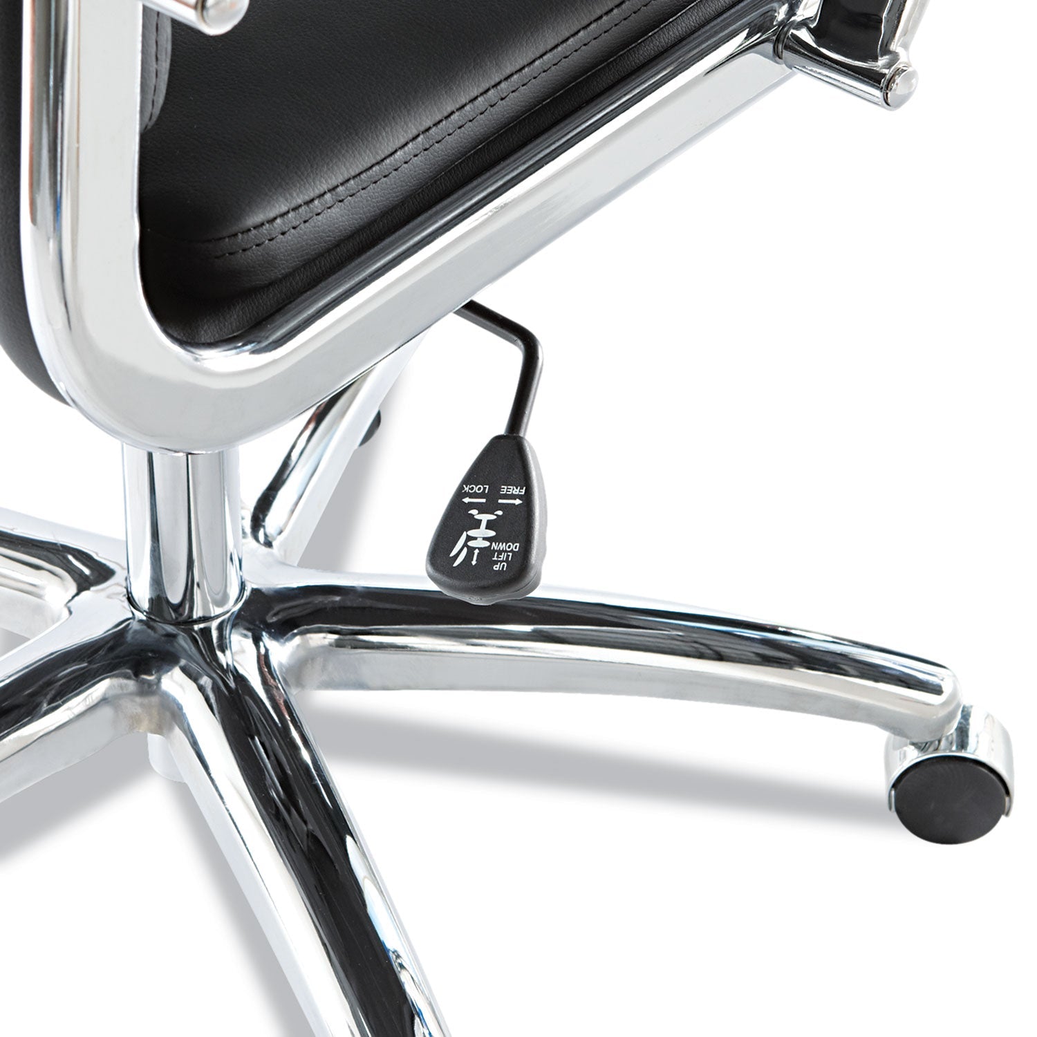 Alera® Alera Neratoli High-Back Slim Profile Chair, Faux Leather, 275 Lb Cap, 17.32" To 21.25" Seat Height, Black Seat/back, Chrome