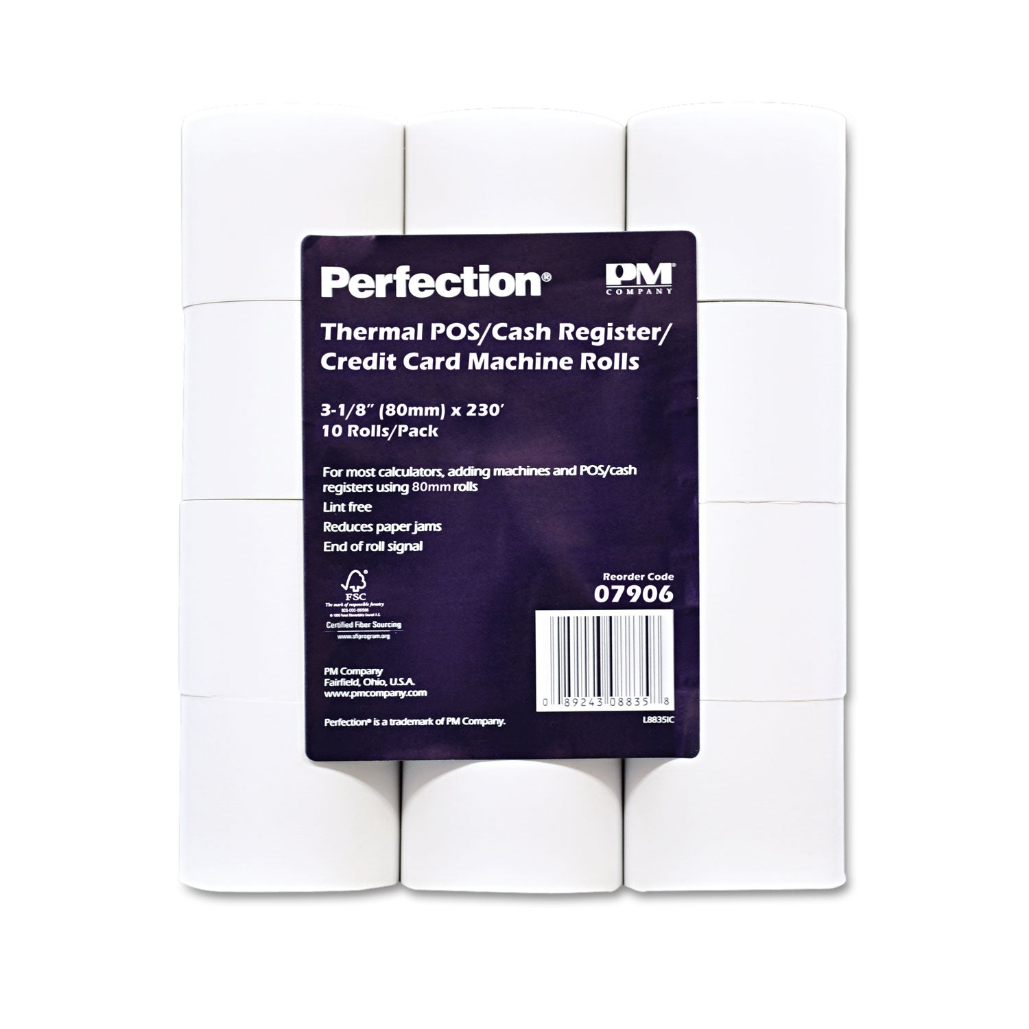 Iconex™ Direct Thermal Printing Thermal Paper Rolls, 3.13" X 230 Ft, White, 10/pack