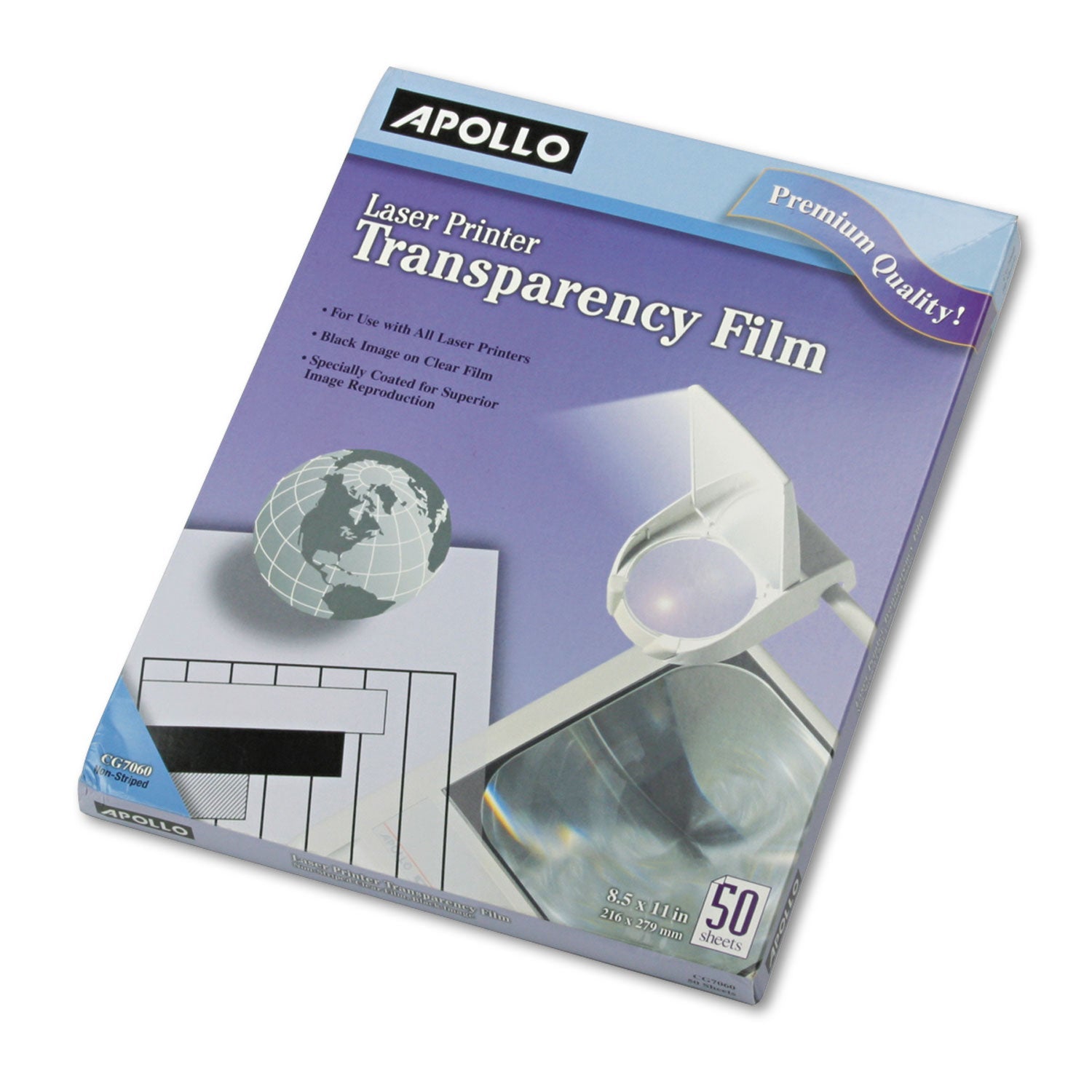 Apollo® Laser Transparency Film, 8.5 X 11, Black On Clear, 50/box