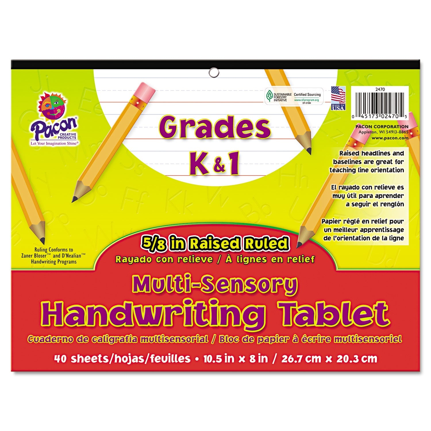 Multi-Sensory Handwriting Tablet | 40-Sheet, Pacon®