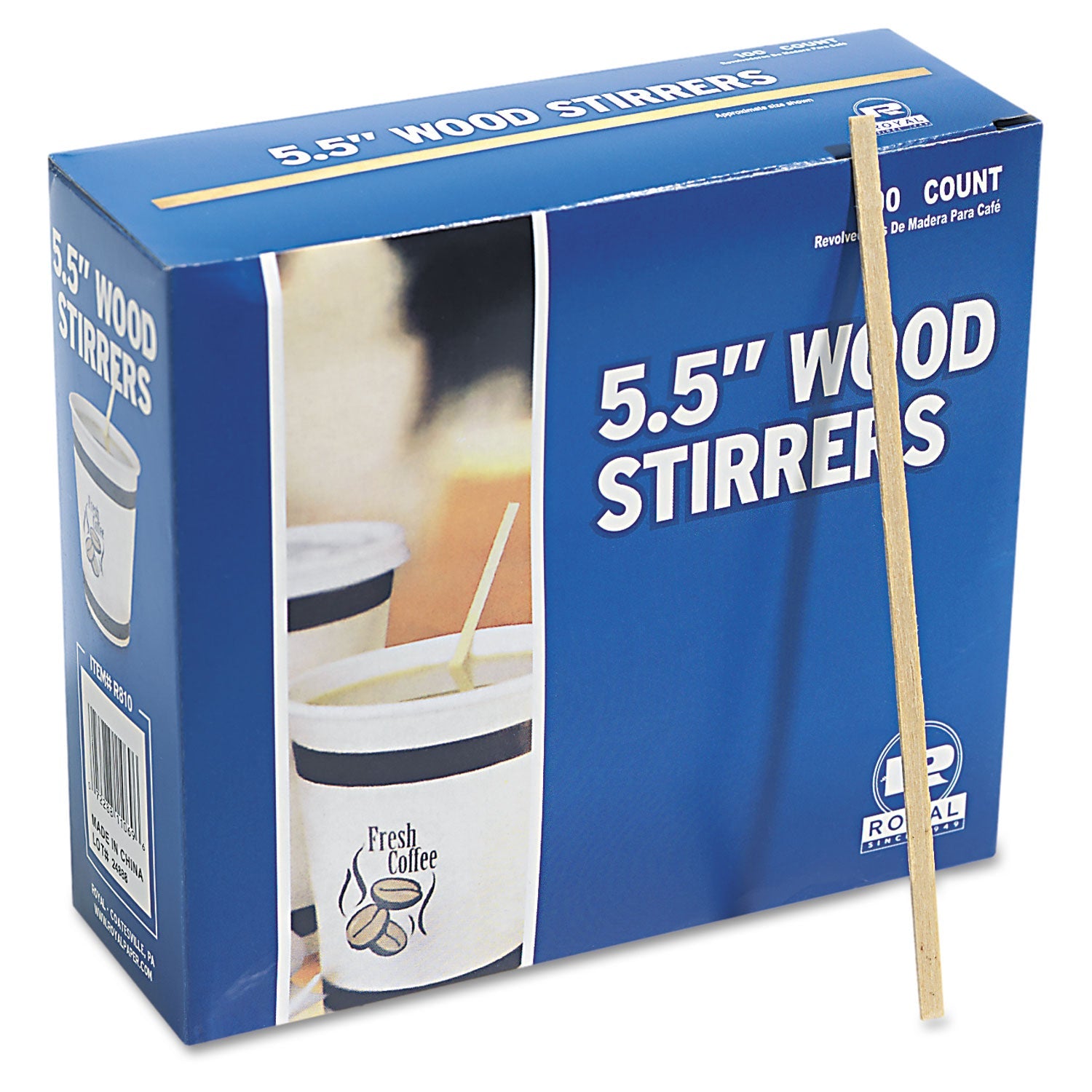 AmerCareRoyal® Wood Coffee Stirrers, 5.5", 10,000/carton