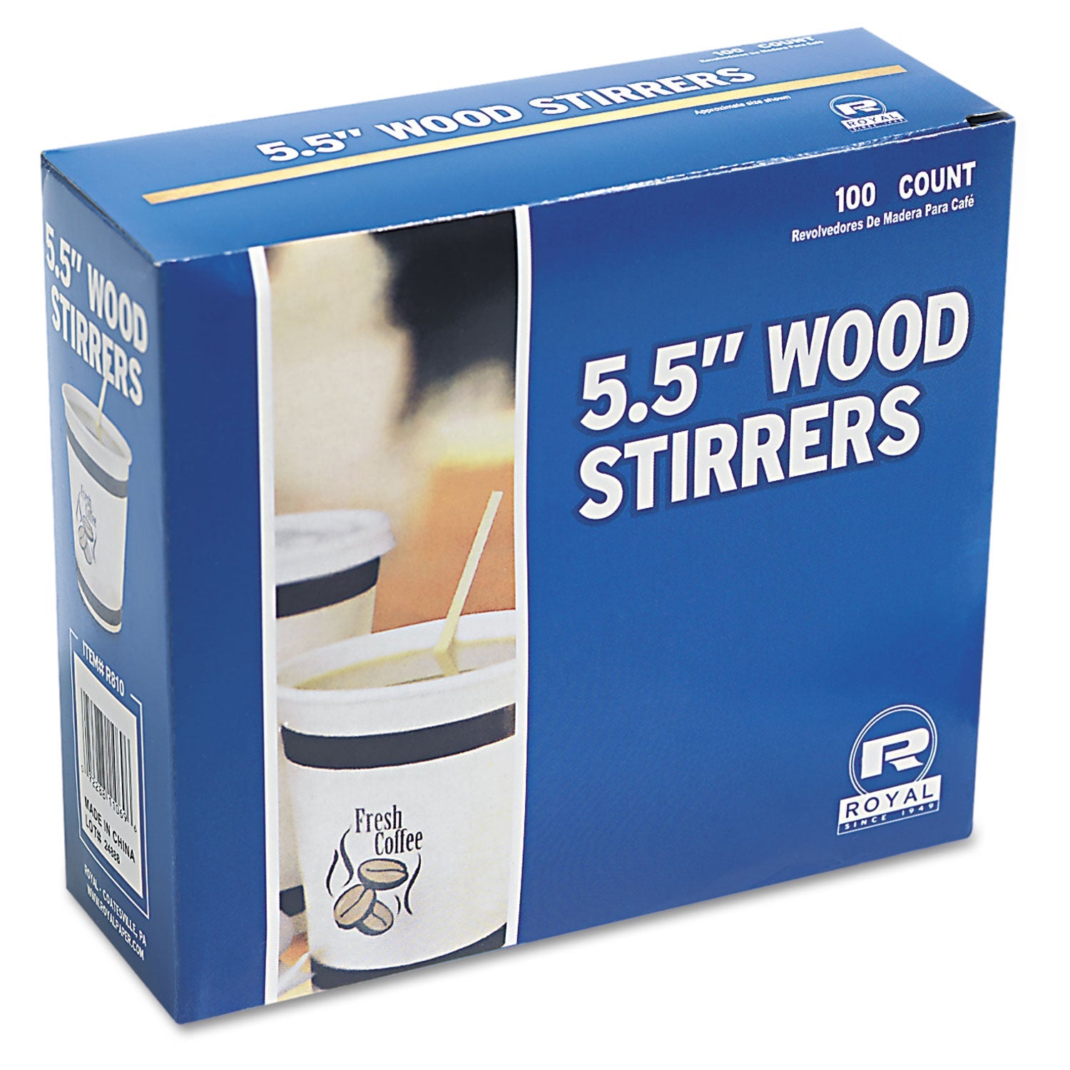 AmerCareRoyal® Wood Coffee Stirrers, 5.5", 10,000/carton