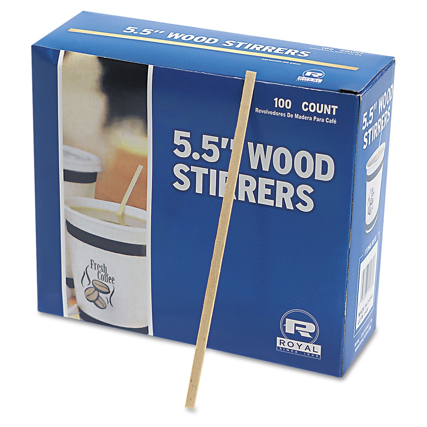 AmerCareRoyal® Wood Coffee Stirrers, 5.5", 10,000/carton
