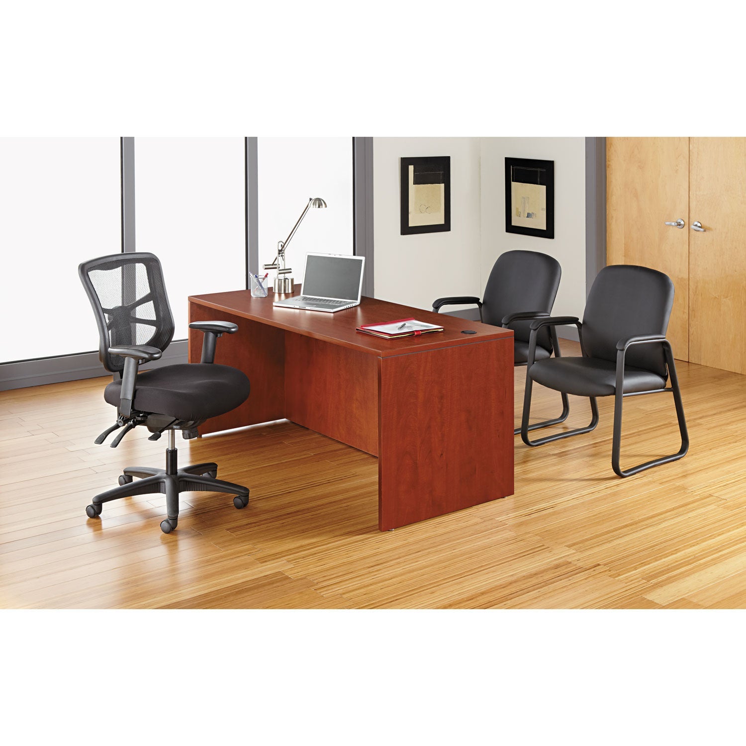Alera® Alera Elusion Series Mesh High-Back Multifunction Chair, Supports Up To 275 Lb, 17.2" To 20.6" Seat Height, Black