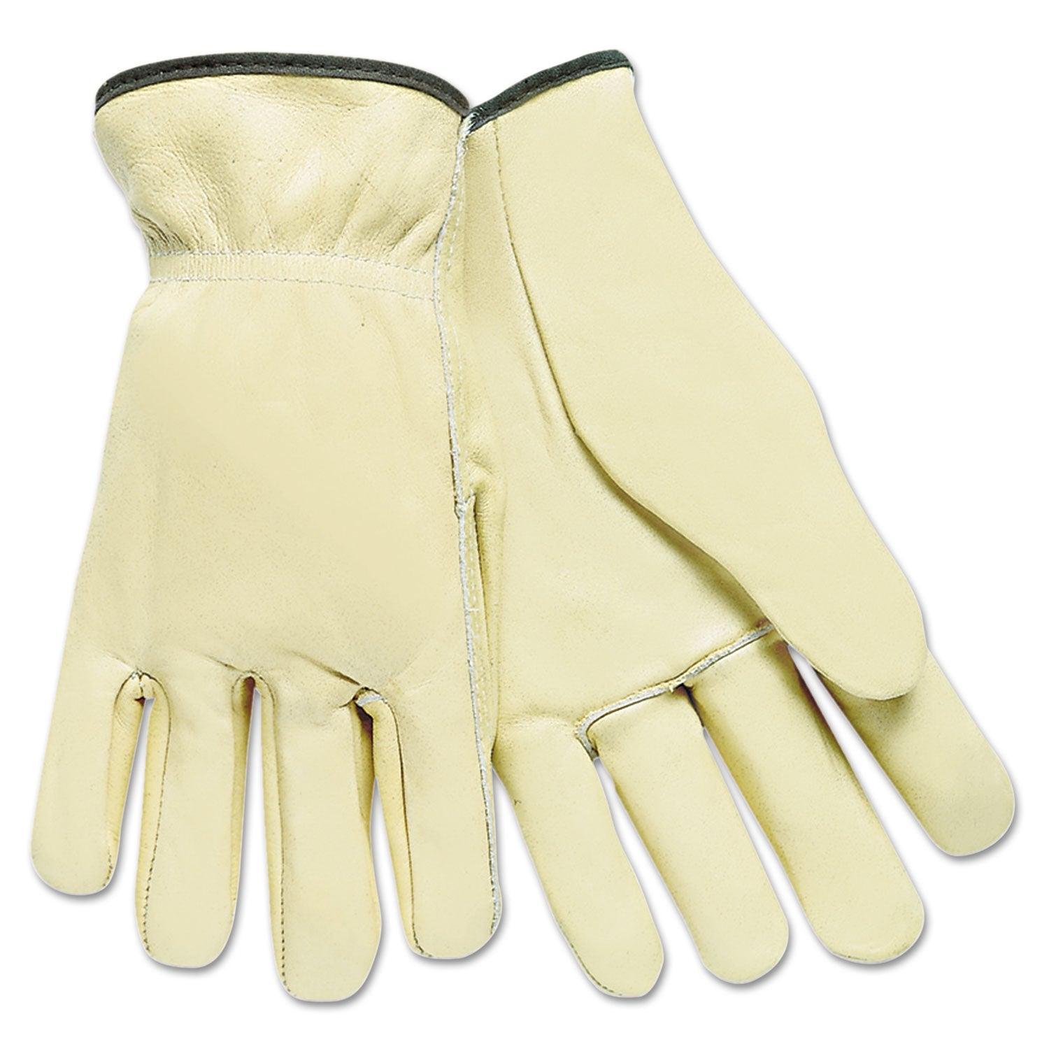 MCR™ Safety Full Leather Cow Grain Driver Gloves, Tan, Large, 12 Pairs - Bloom Skins