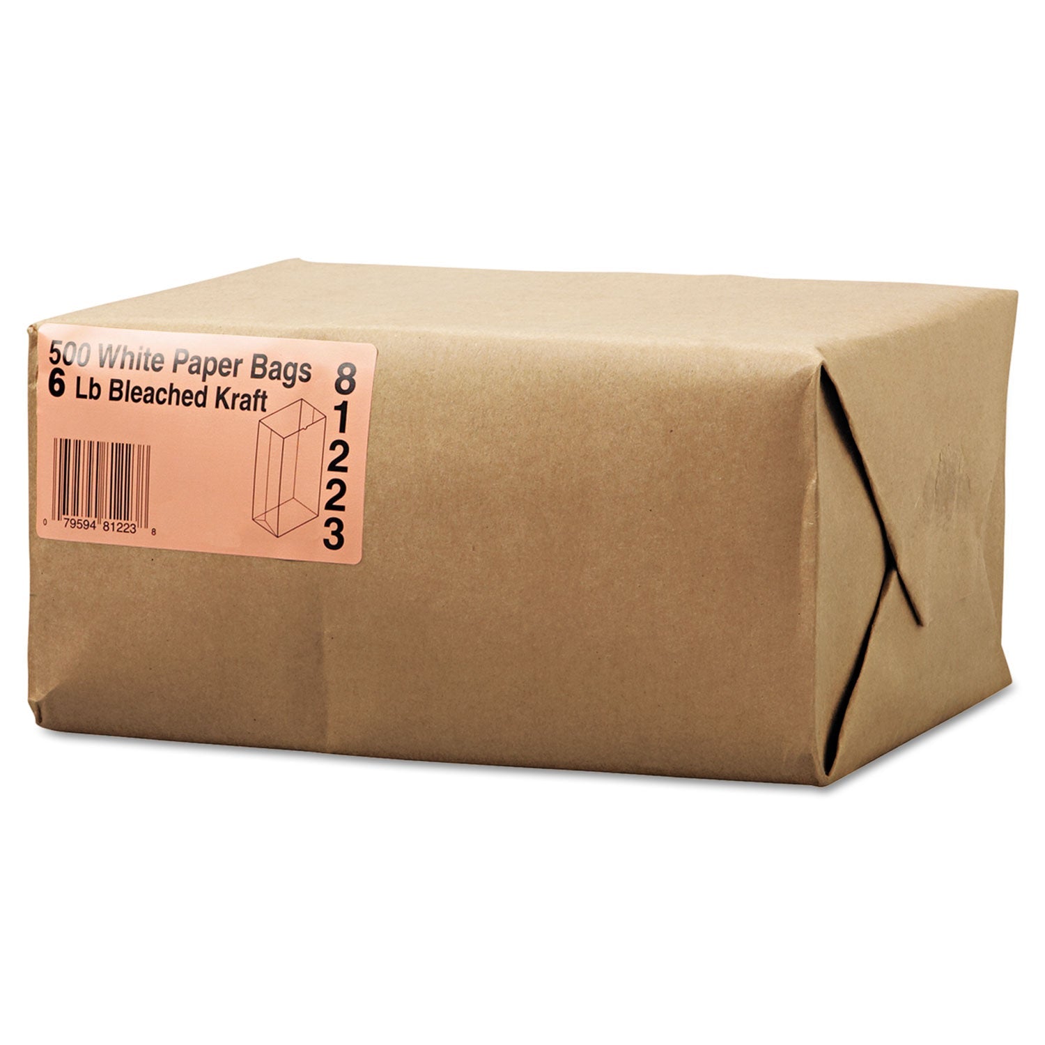 Ross & Wallace Paper Products Grocery Paper Bags, #6 Size, 5.88" x 3.63" x 11", White, 500/Bundle
