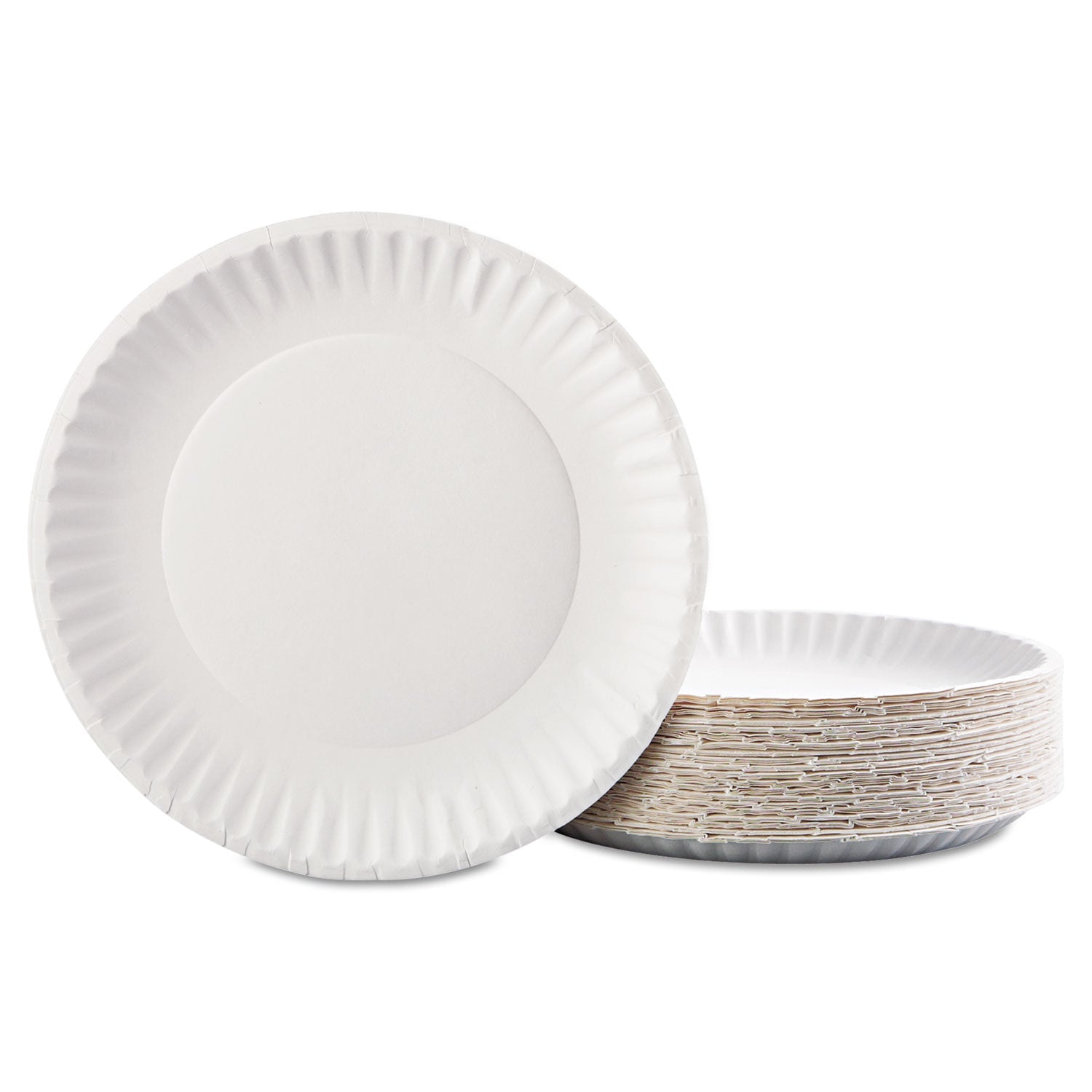 AJM Packaging Corporation Gold Label Coated Paper Plates, 9" Dia, White, 100/pack, 10 Packs/carton