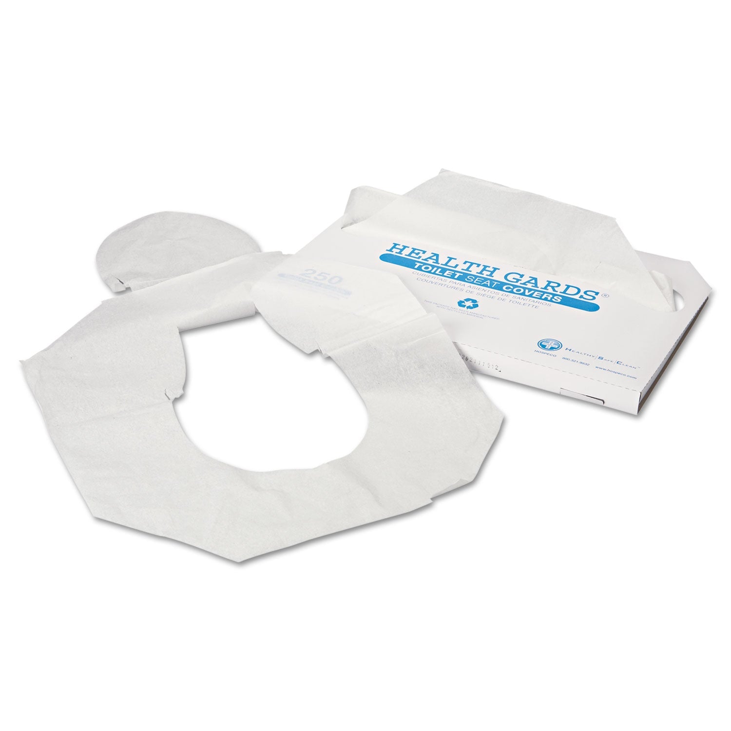 HOSPECO® Health Gards Toilet Seat Covers, Half-Fold, 14.25 X 16.5, White, 250/pack, 4 Packs/carton