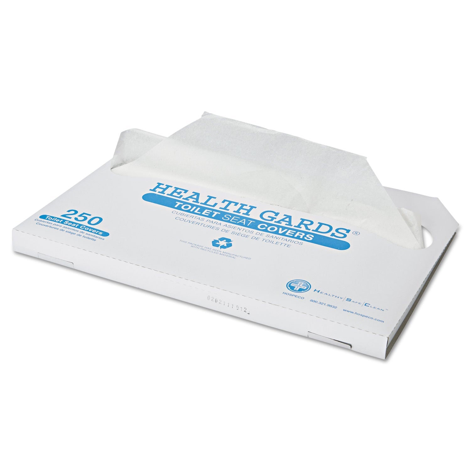 HOSPECO® Health Gards Toilet Seat Covers, Half-Fold, 14.25 X 16.5, White, 250/pack, 4 Packs/carton
