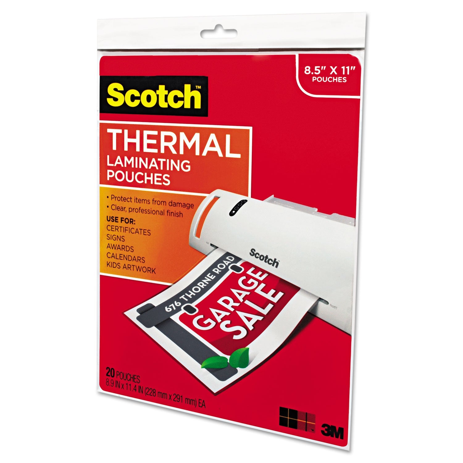 Scotch™ Laminating Pouches, 3 Mil, 9" X 11.5", Gloss Clear, 20/pack