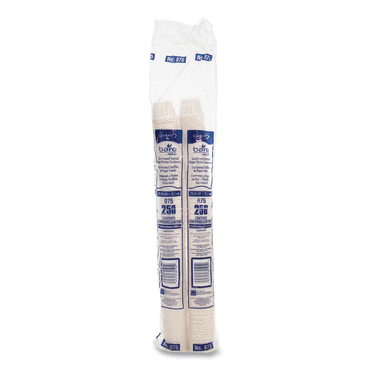 SOLO® Paper Portion Cups, 0.75 oz, White, 250/Bag, 20 Bags/Carton
