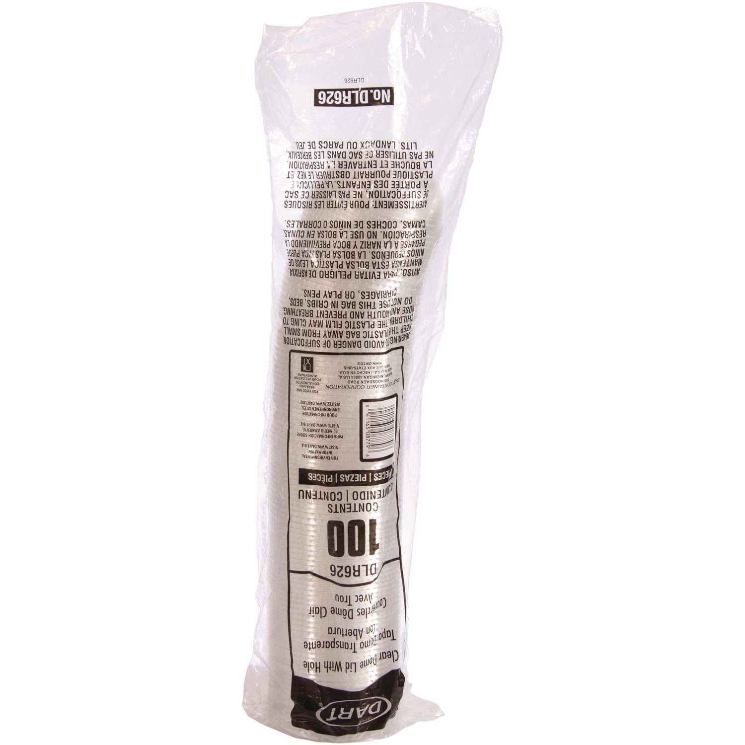 Dart® Ultra Clear Dome Cold Cup Lids, Fits 16 oz to 24 oz Cold Cups, Plastic, Clear, 1,000/Carton