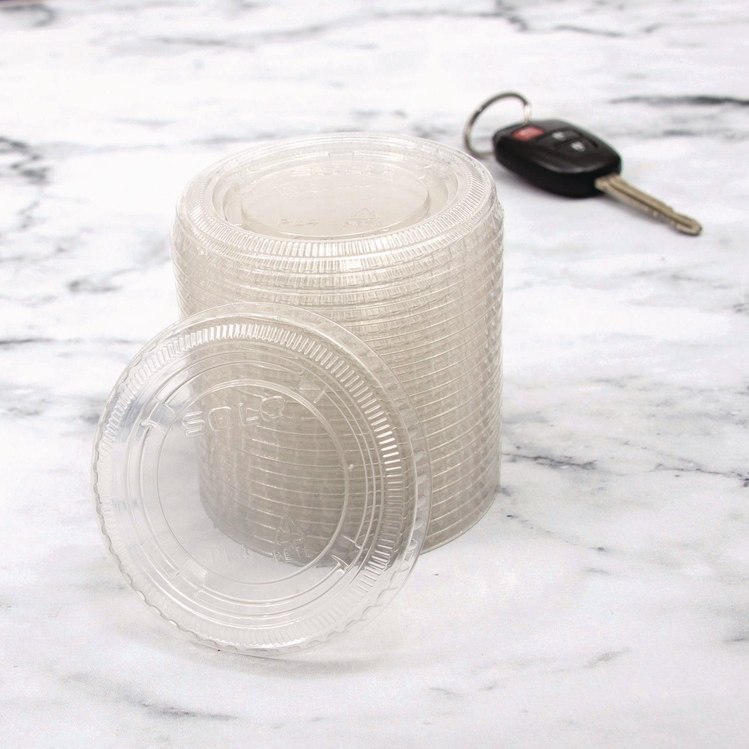 Dart® Portion/Souffle Cup Lids, Fits 3.25 oz to 9 oz Portion Cups, Plastic, Clear, 125/Pack, 20 Packs/Carton