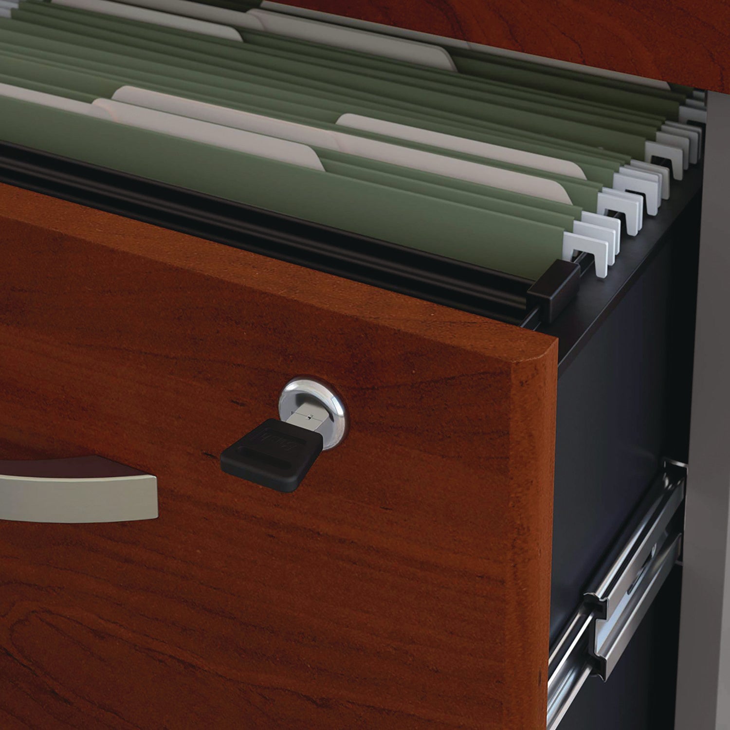 Bush® Series C Mobile Pedestal File, Left/right, 3-Drawers: Box/box/file, Legal/letter/a4/a5, Cherry/gray, 15.75" X 20.25" X 27.88"