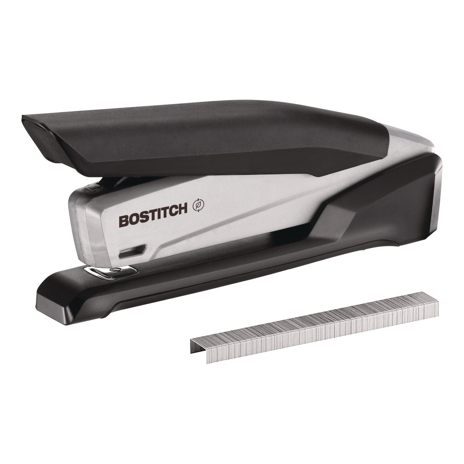 Bostitch® InPower One-Finger Eco-Friendly Desktop Stapler, 25-Sheet Capacity, Black/Gray