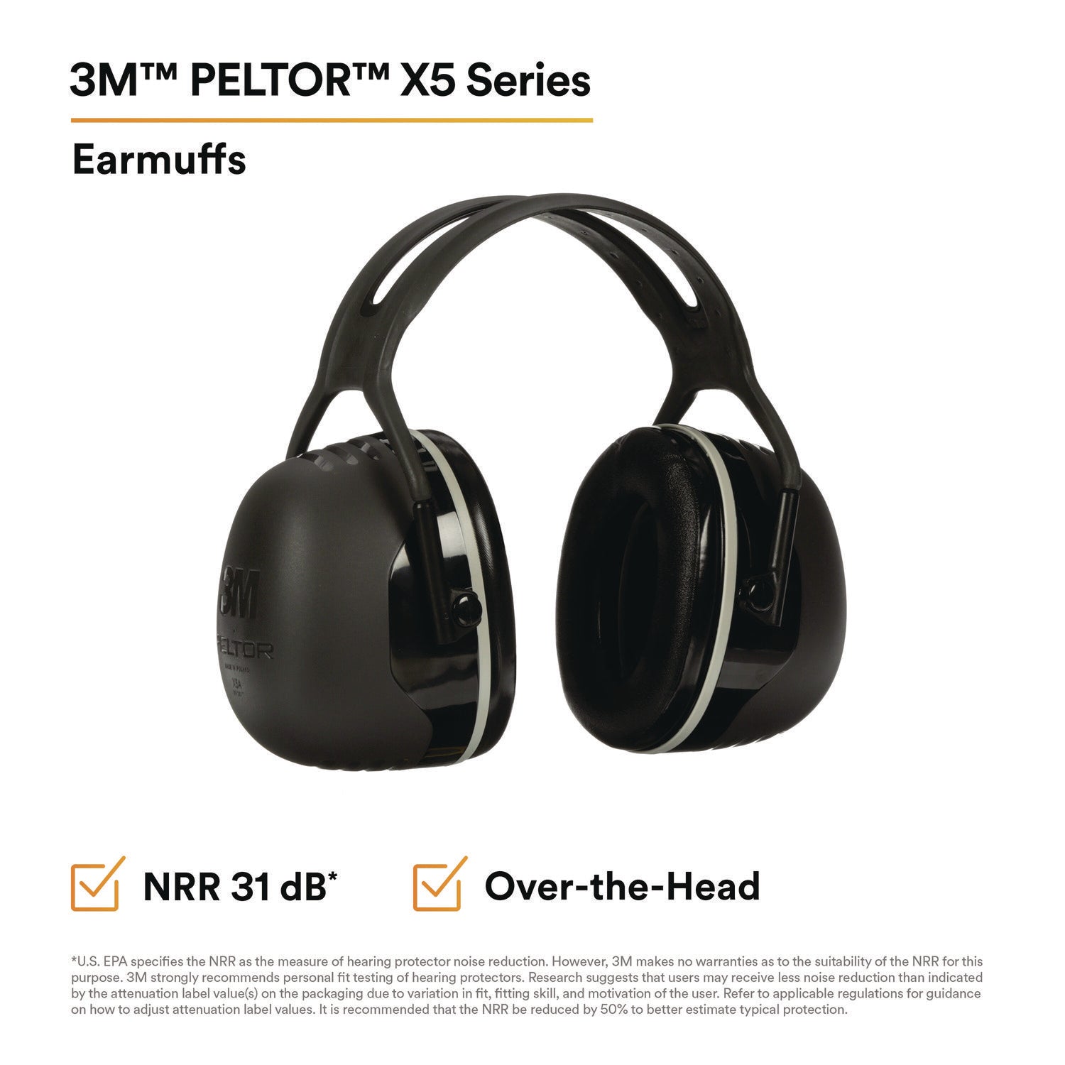 3M™ PELTOR X Series Earmuffs, Model X5A, 31 dB NRR, Black - Bloom Skins