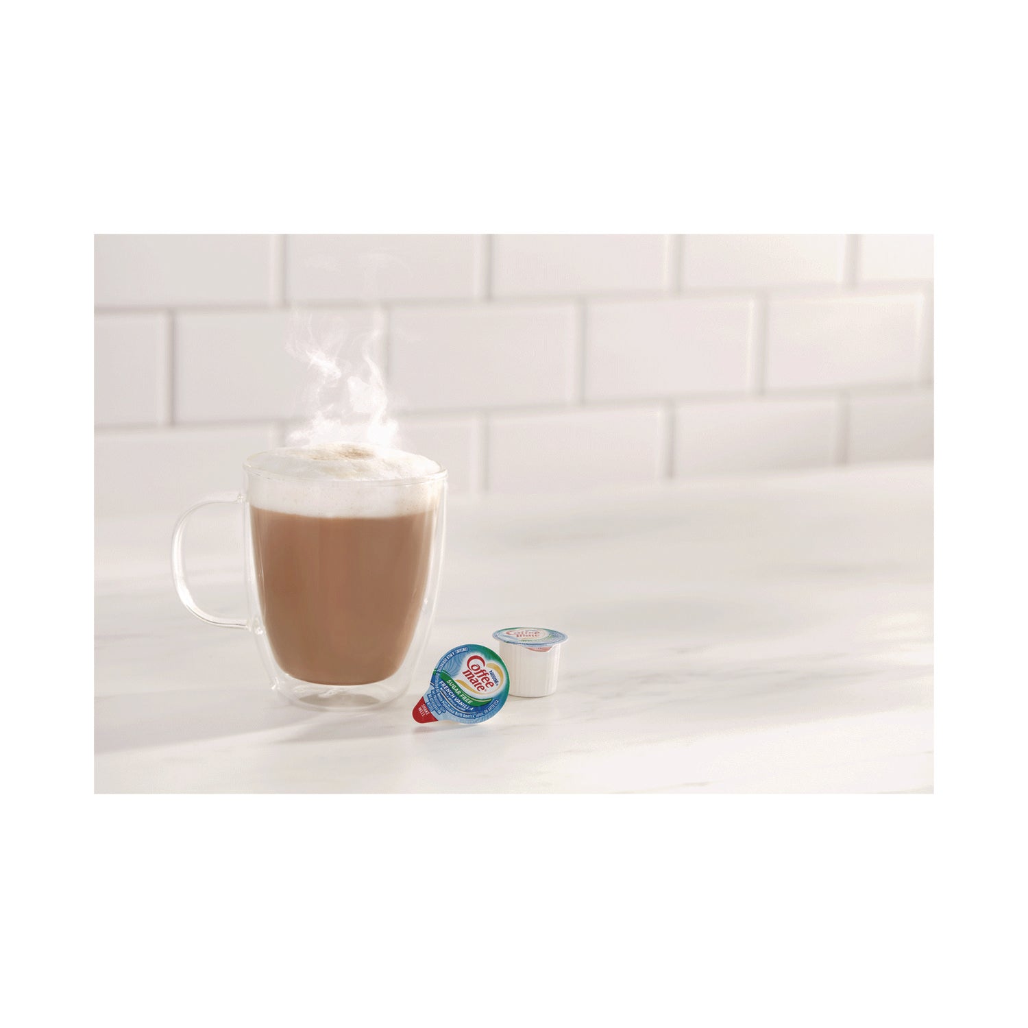 Coffee mate® Liquid Coffee Creamer, Zero Sugar French Vanilla, 0.38 oz Mini Cups, 50/Box, 4 Boxes/Carton
