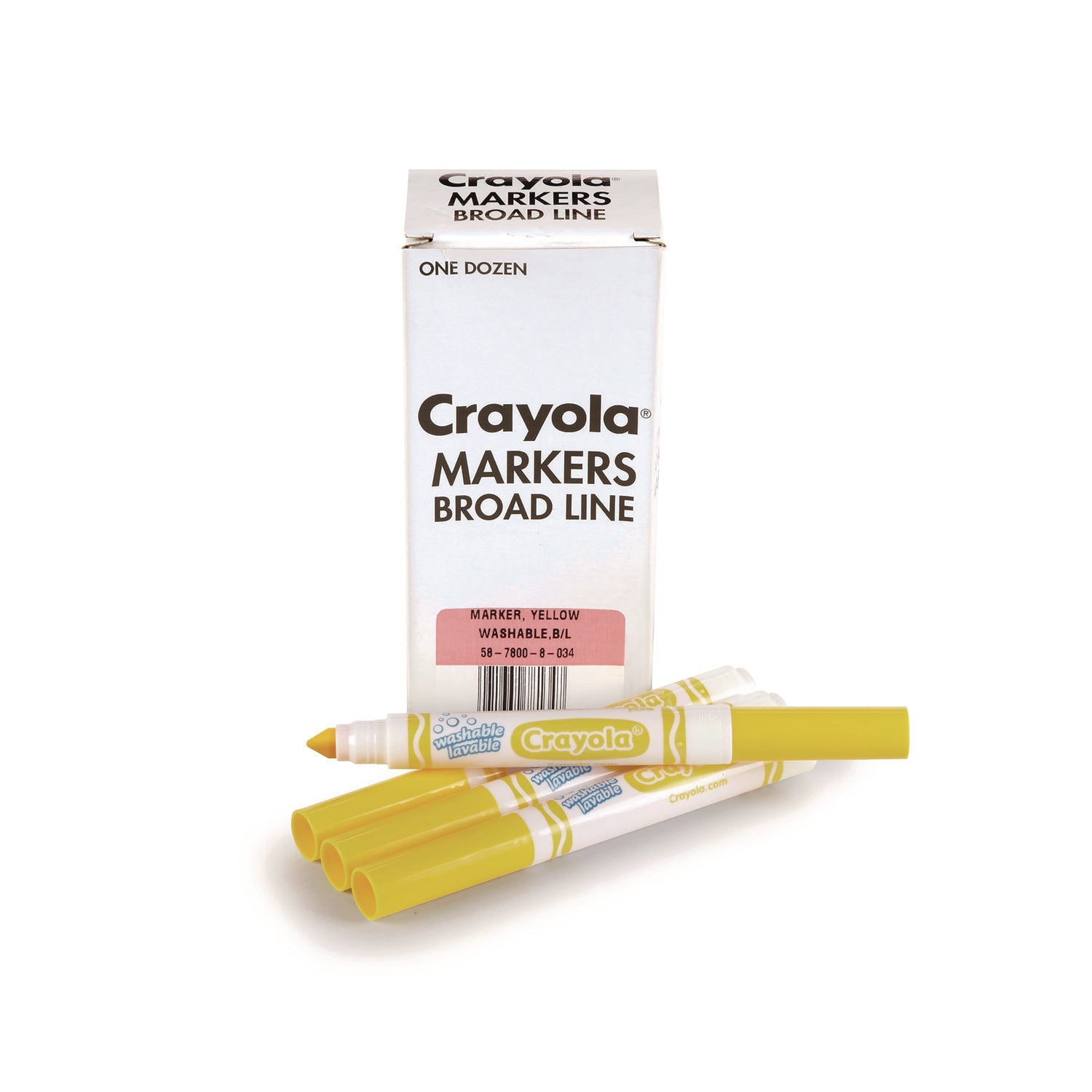 Crayola® Broad Line Washable Markers, Broad Bullet Tip, Yellow, 12/box