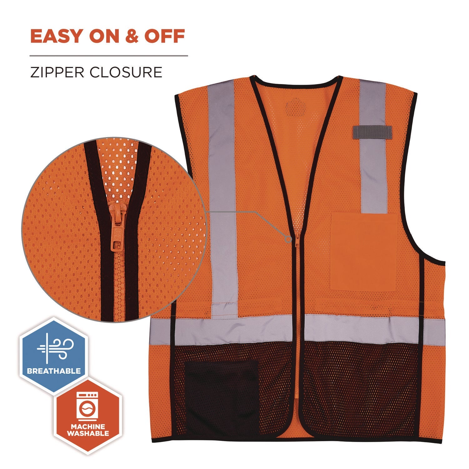 ergodyne® GloWear 8210Z Hi-Vis Class 2 Mesh Vest, 4X-Large to 5X-Large, Orange