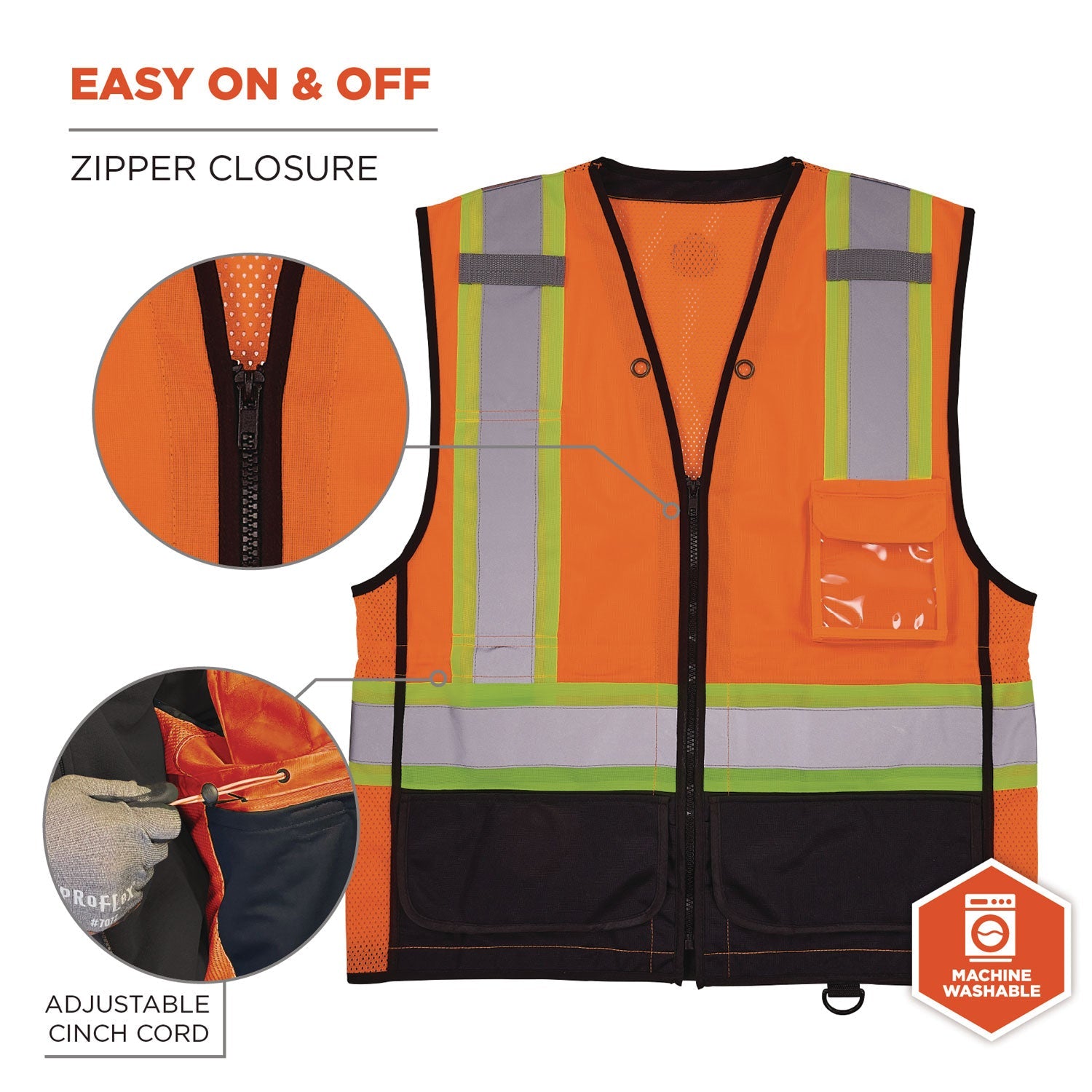 ergodyne® GloWear 8251HDZ Class 2 Two-Tone Hi-Vis Safety Vest, 2X-Large to 3X-Large, Orange - Bloom Skins
