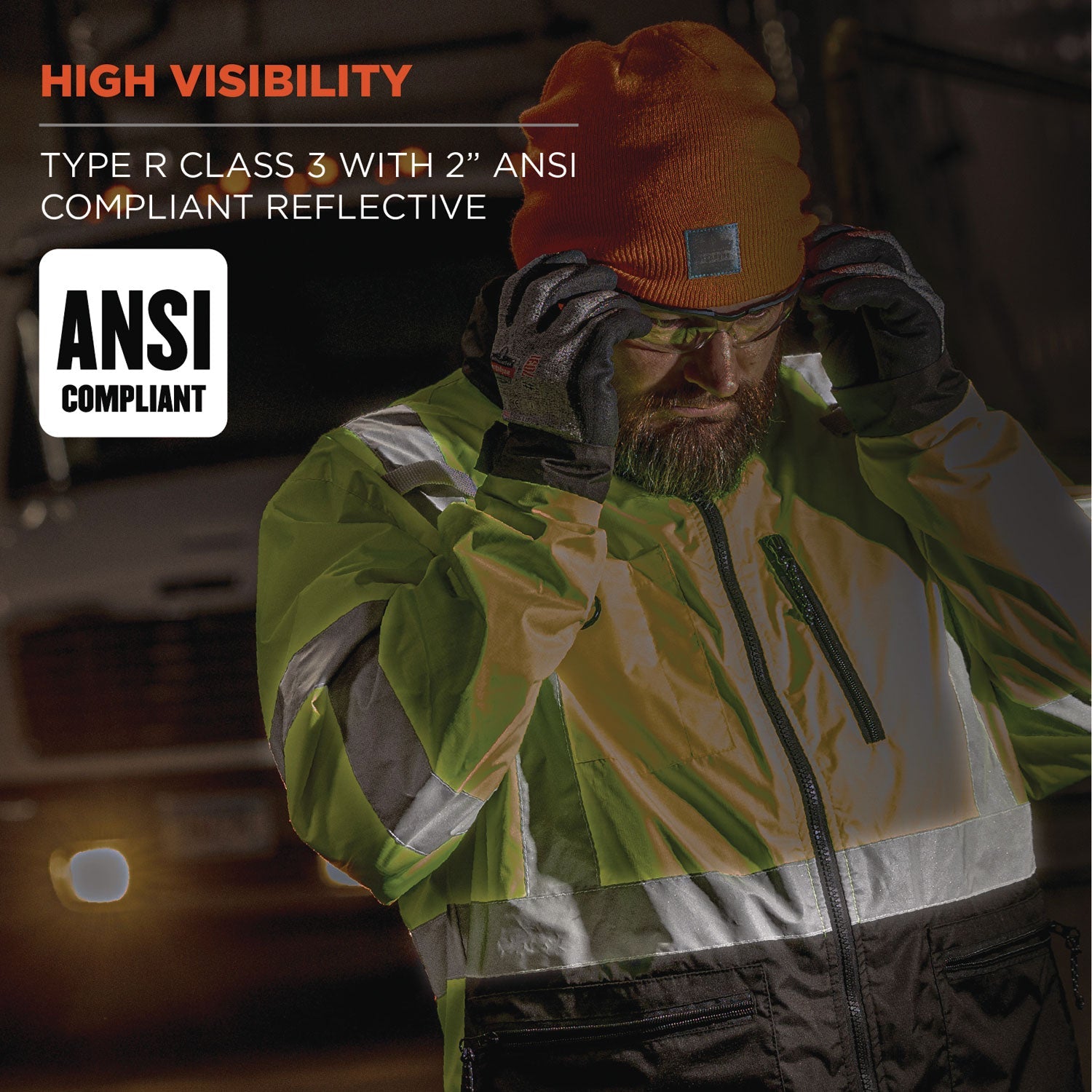 ergodyne® GloWear 8351 Class 3 Hi-Vis Windbreaker Water-Resistant Jacket, X-Large, Orange