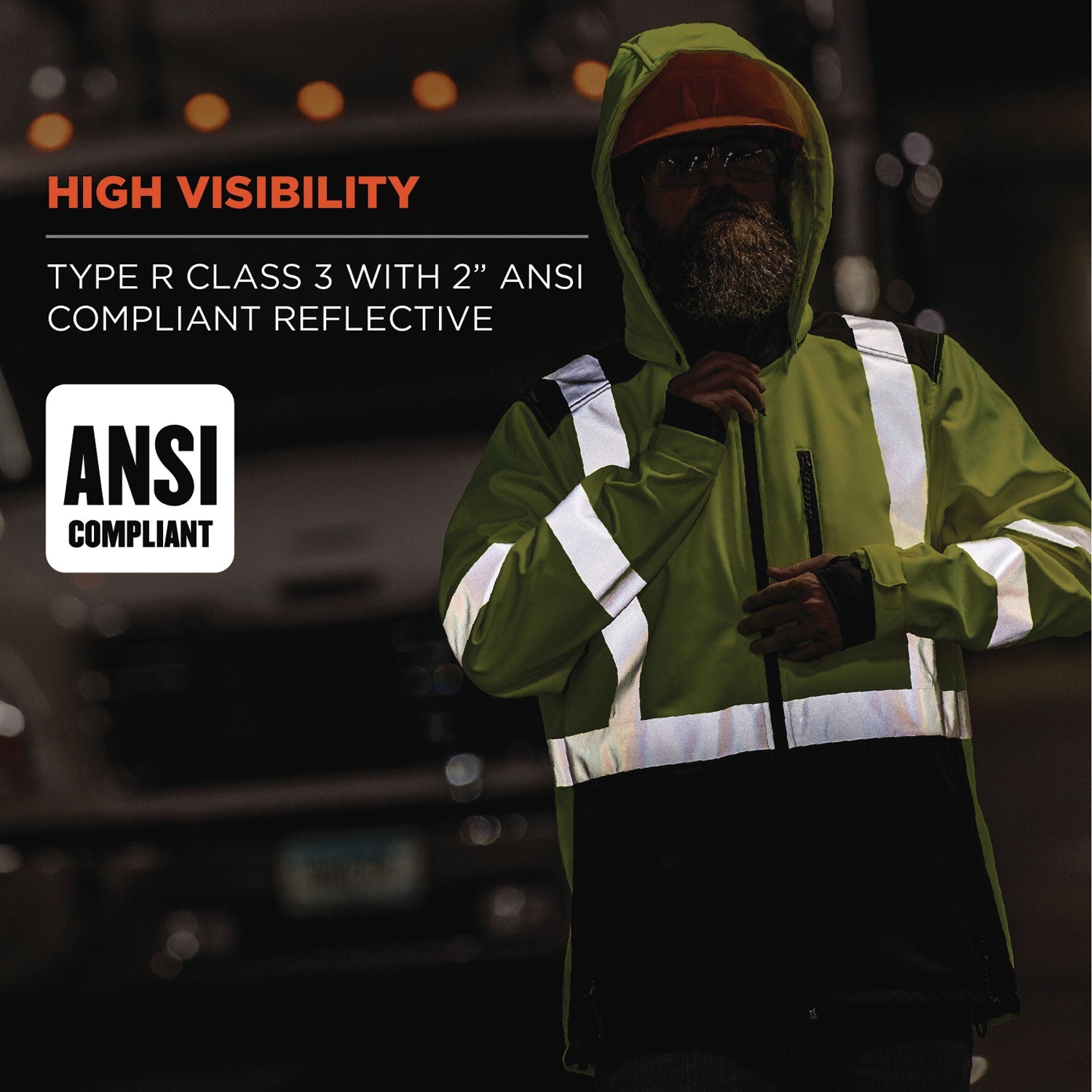 ergodyne® GloWear 8353 Class 3 Hi-Vis Softshell Water-Resistant Jacket, Medium, Lime