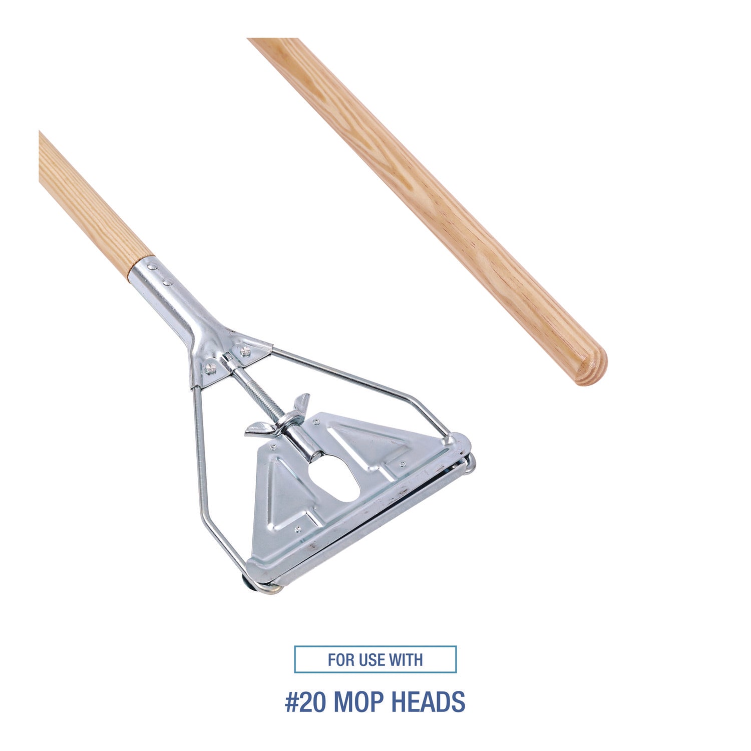 Boardwalk® Quick Change Metal Head Mop Handle for No. 20 and Up Heads, 62" Wood Handle
