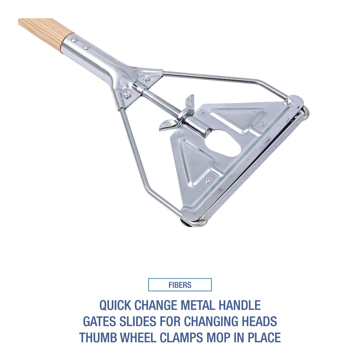 Boardwalk® Quick Change Metal Head Mop Handle for No. 20 and Up Heads, 62" Wood Handle