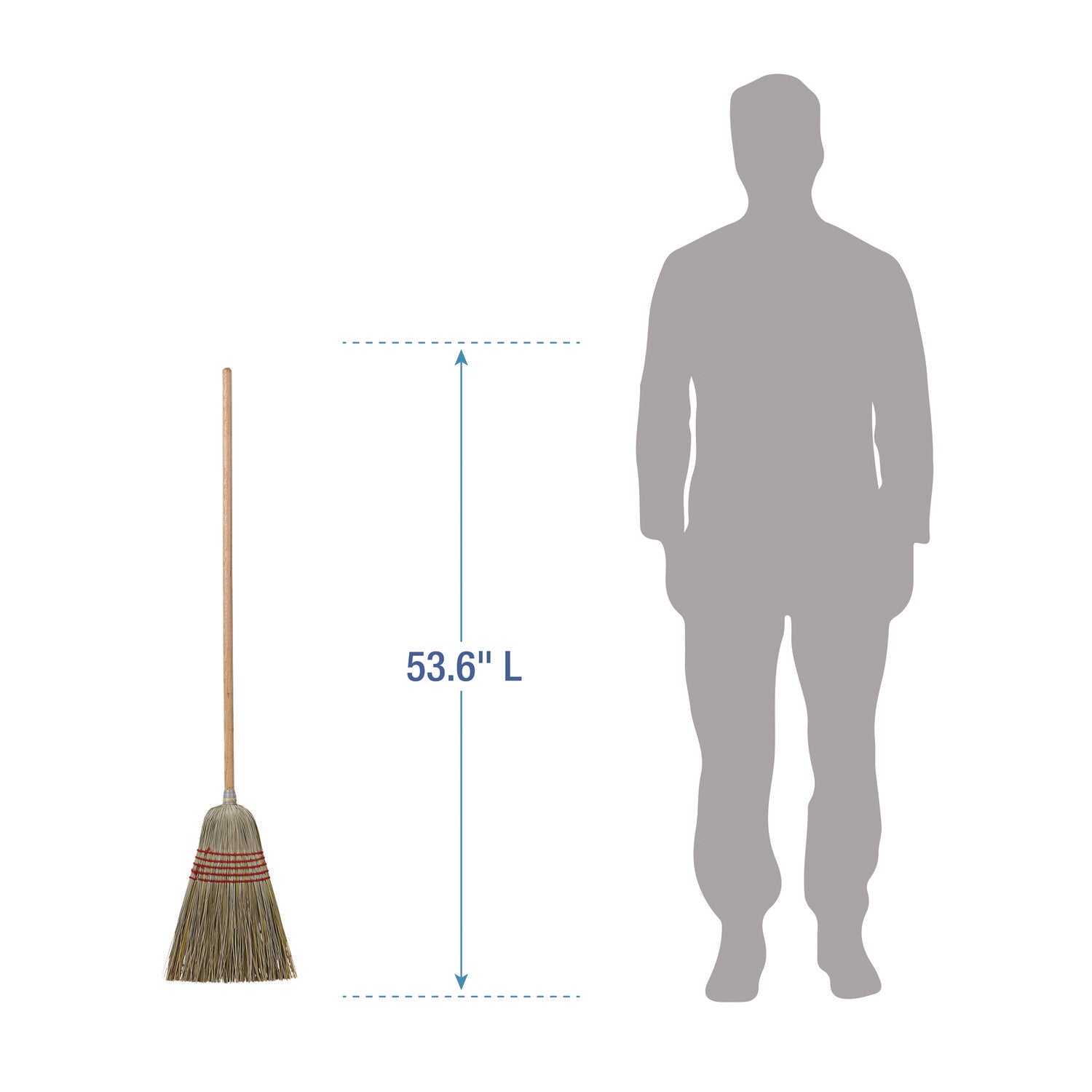 Boardwalk® Corn/fiber Brooms, Corn/yucca Bristles, 53.5" Overall Length, Natural, 6/carton