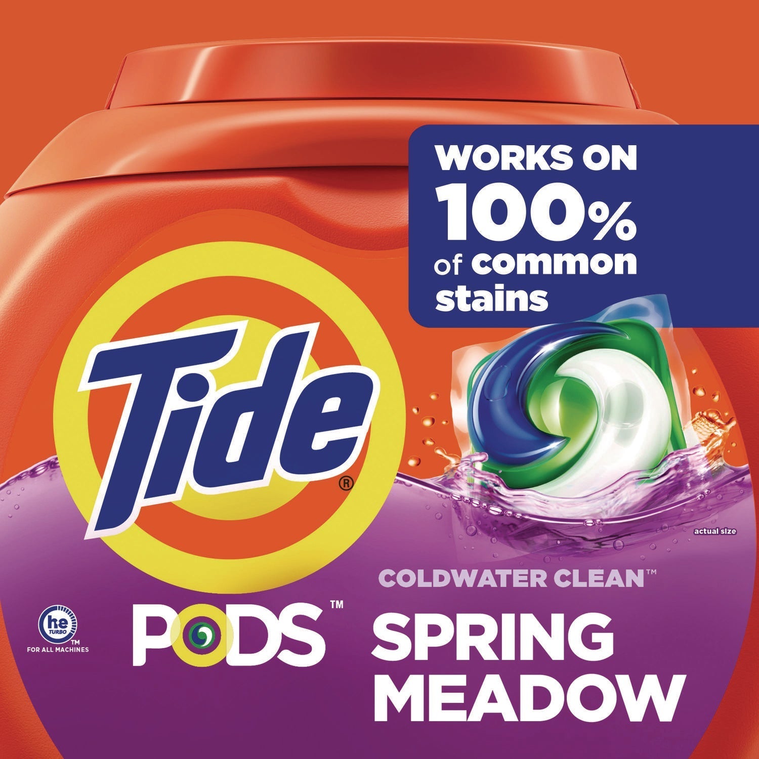 Tide® PODS Laundry Detergent, Spring Meadow, 66 oz Tub, 76 Pacs/Tub