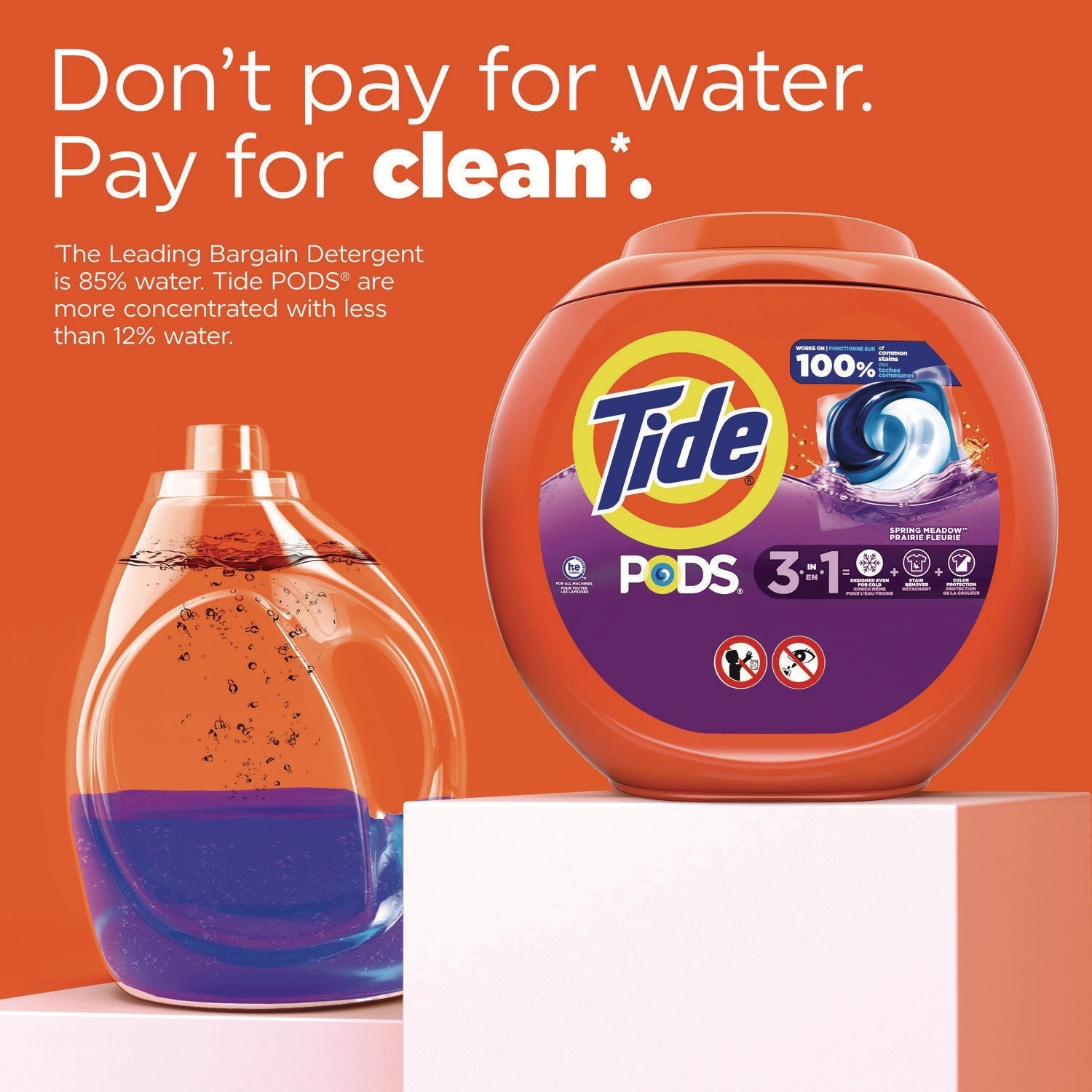 Tide® PODS Laundry Detergent, Spring Meadow, 66 oz Tub, 76 Pacs/Tub