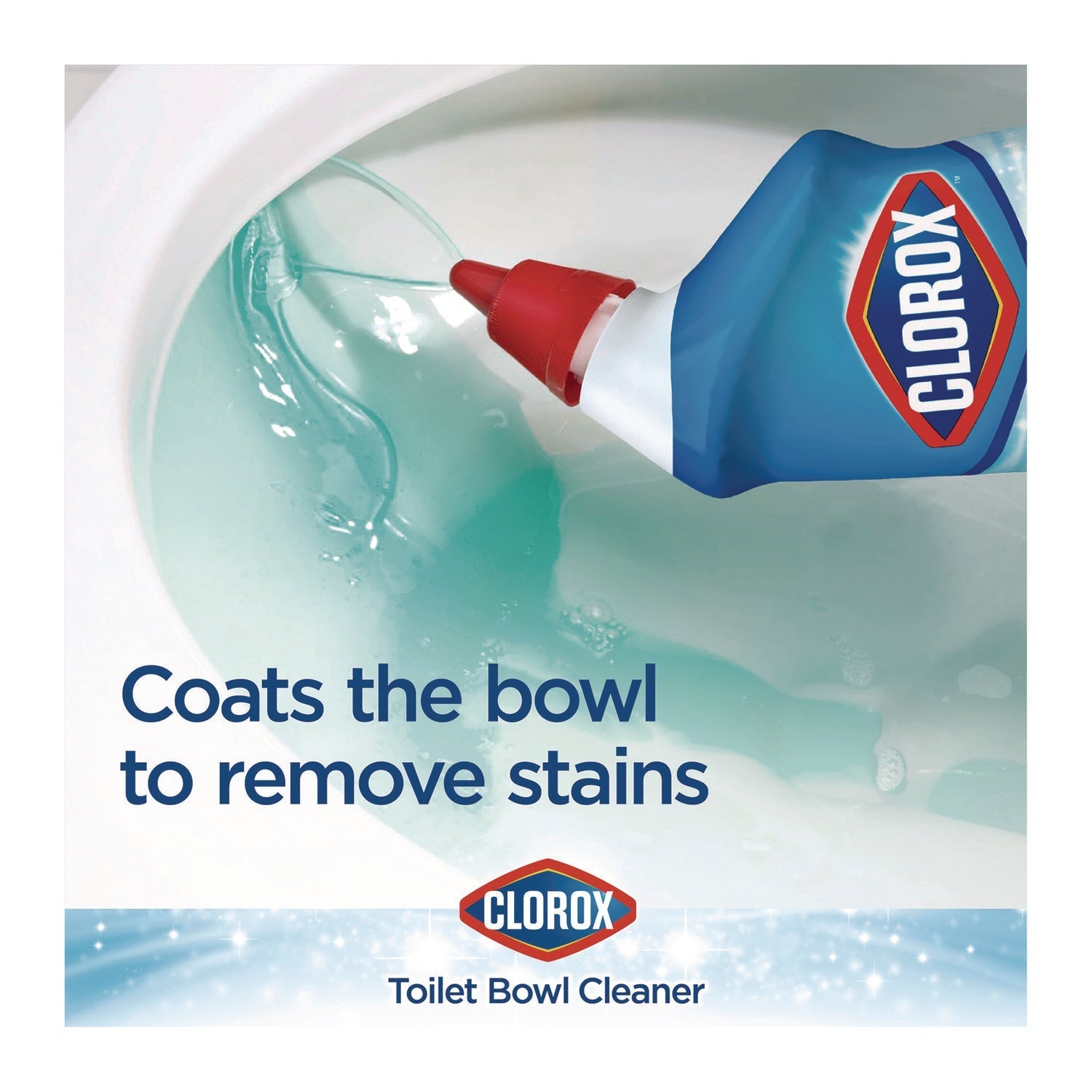 Clorox® Disinfecting Toilet Bowl Cleaner with Bleach, Rain Clean Scent, 24 oz Bottle, 2/Pack