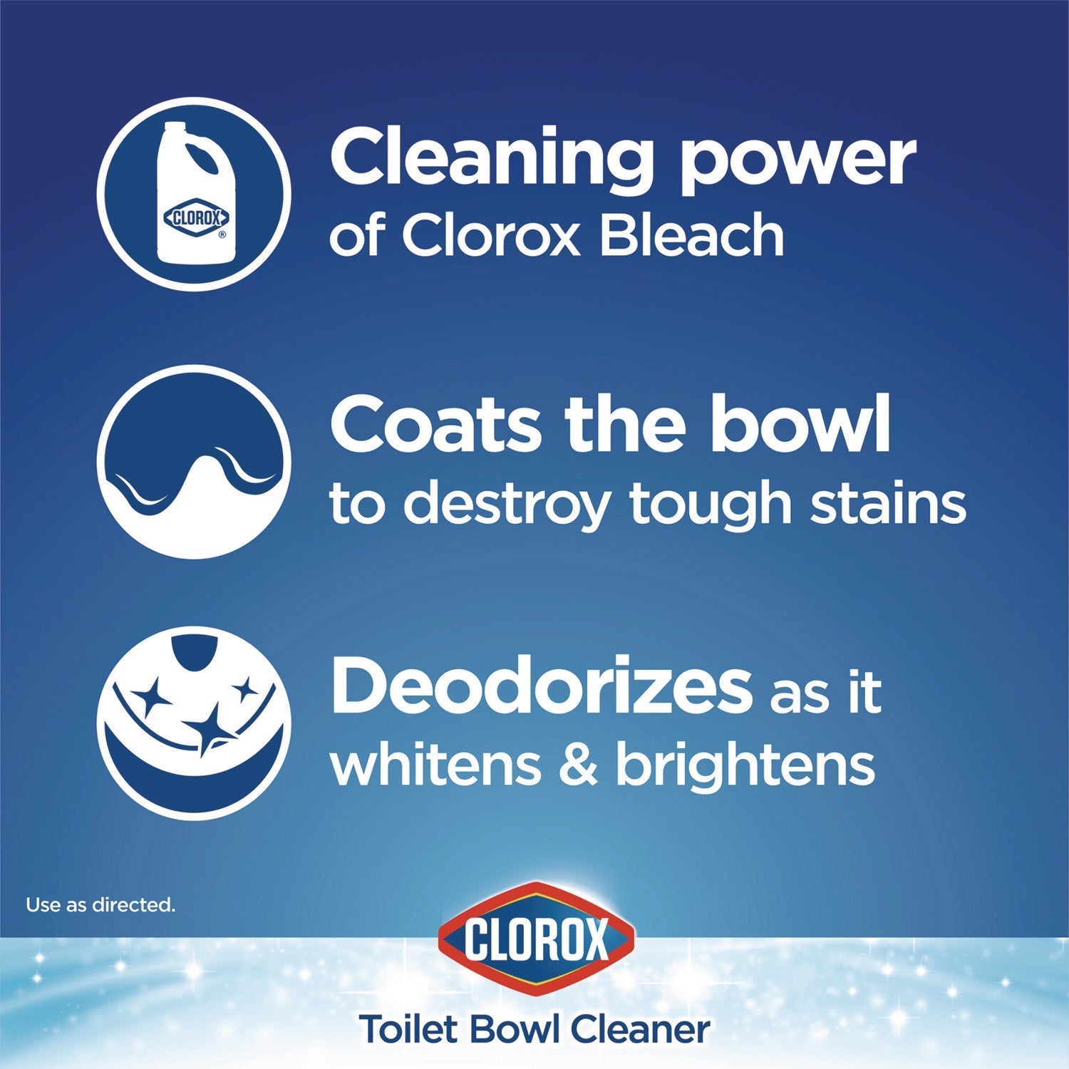 Clorox® Disinfecting Toilet Bowl Cleaner with Bleach, Rain Clean Scent, 24 oz Bottle, 2/Pack