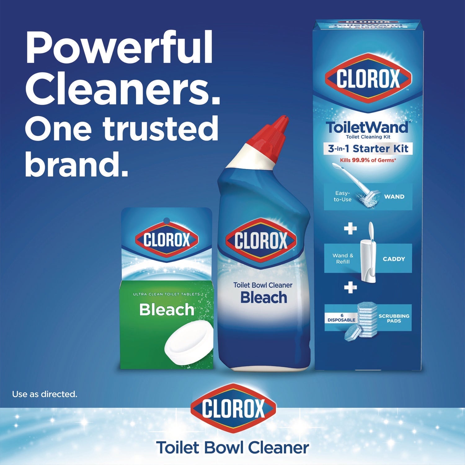Clorox® Disinfecting Toilet Bowl Cleaner with Bleach, Rain Clean Scent, 24 oz Bottle, 2/Pack