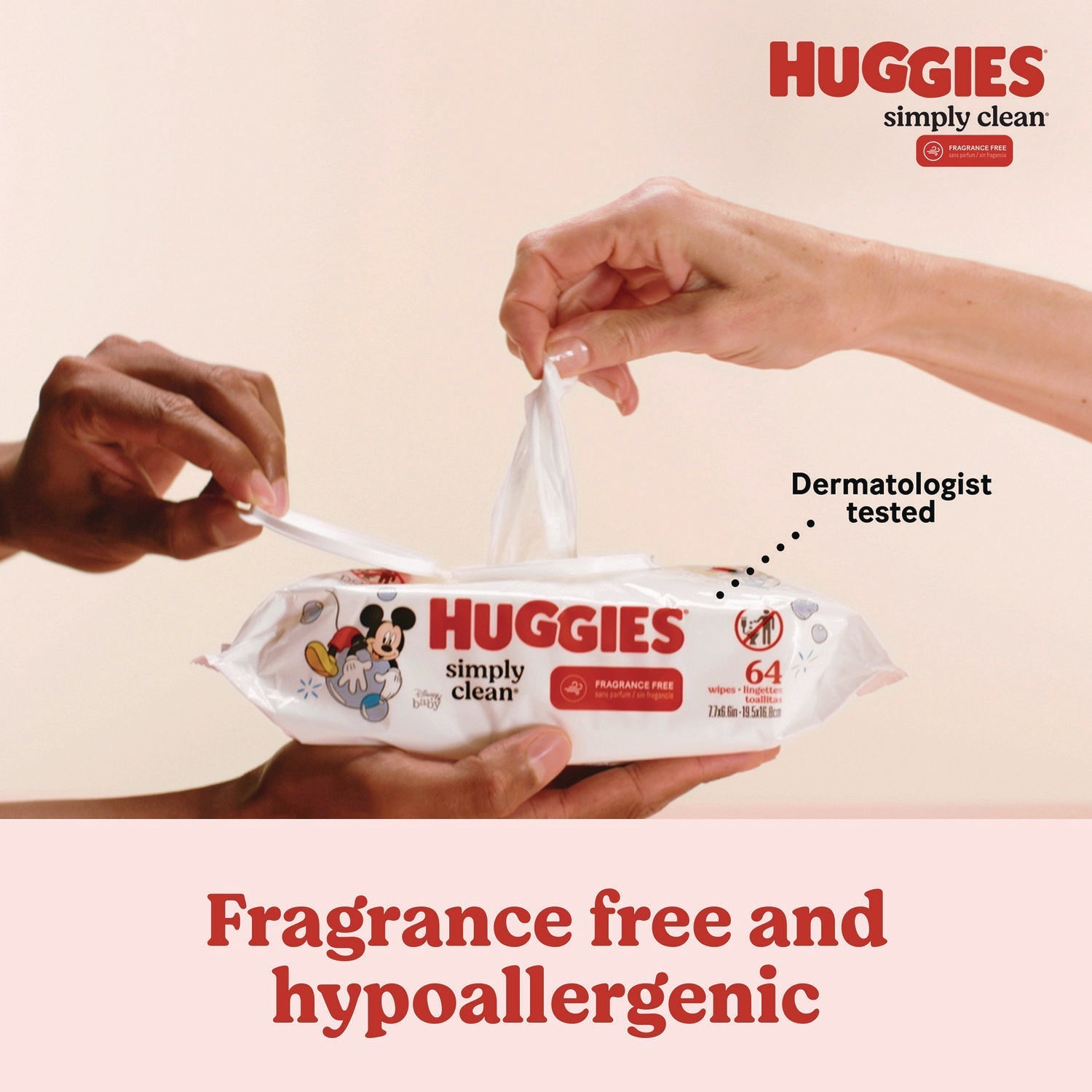 Huggies® Simply Clean Fragrance Free Baby Wipes, 64/Pack, 11 Packs/Carton