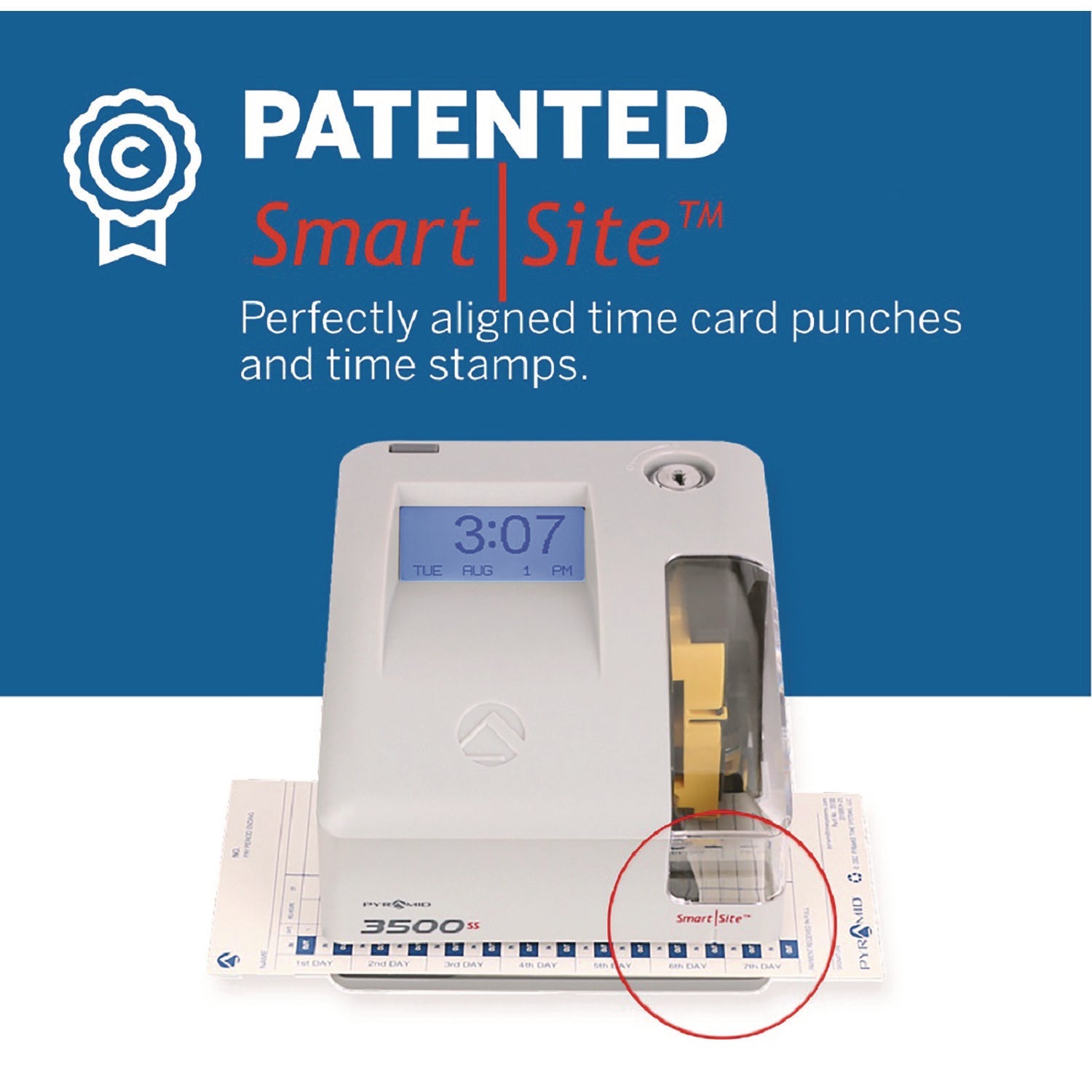 Pyramid Technologies 3500 Smart Site Punch Card Time Clock System, DC Powered Operation, Light Gray - Bloom Skins