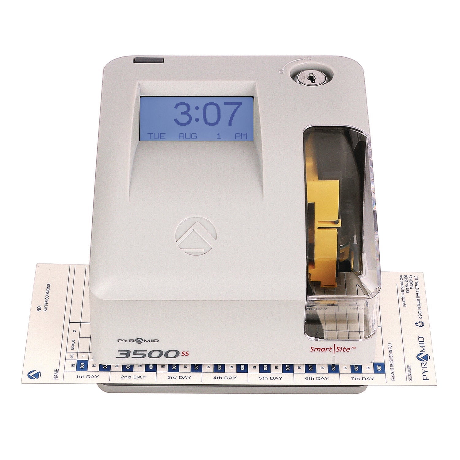 Pyramid Technologies 3500 Smart Site Punch Card Time Clock System, DC Powered Operation, Light Gray - Bloom Skins