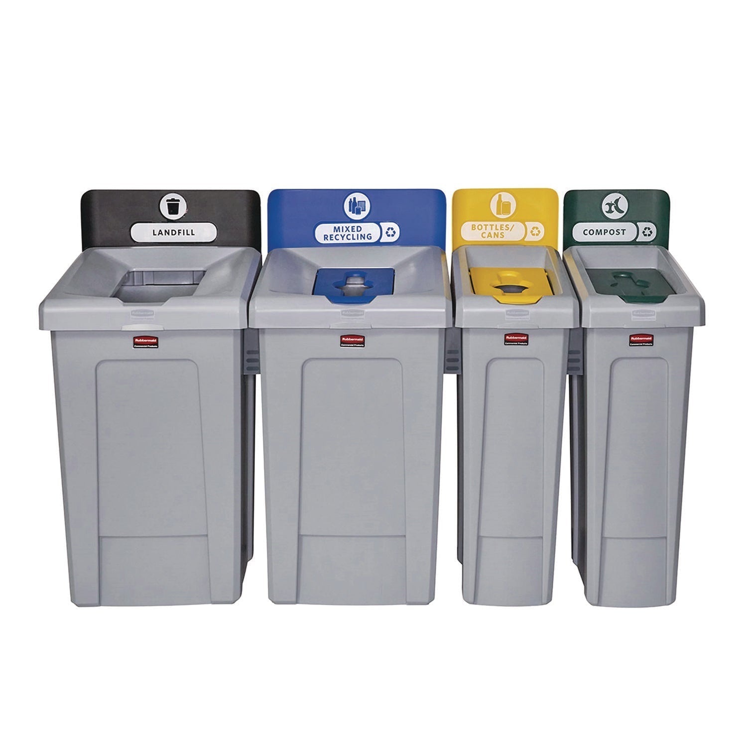 Rubbermaid® Commercial Slim Jim Recycling Station Kit, 1-Stream Compost, 23 gal, Plastic, Green/Gray