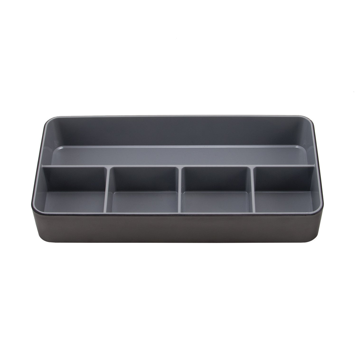 Advantus Fusion Five-Compartment Plastic Accessory Holder, Plastic, 12.25 x 6 x 2, Black/Gray