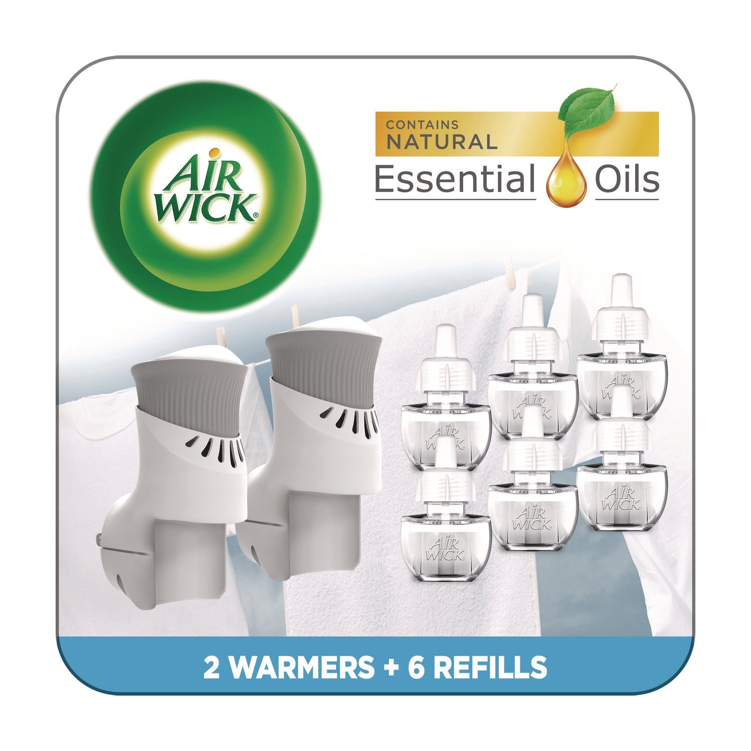 Air Wick® Plug-in Scented Oil Starter Kit, Fresh Linen, 0.67 oz, 8/Pack