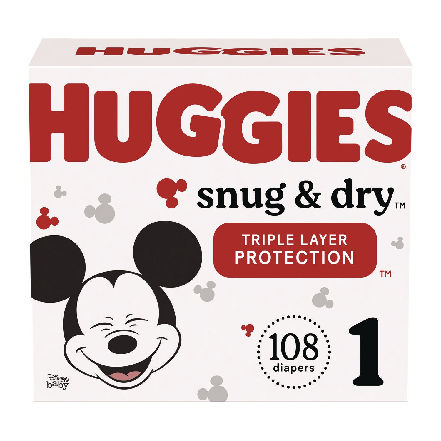 Huggies® Snug and Dry Diapers, Size 1, 8 lbs to 14 lbs, 108/Carton