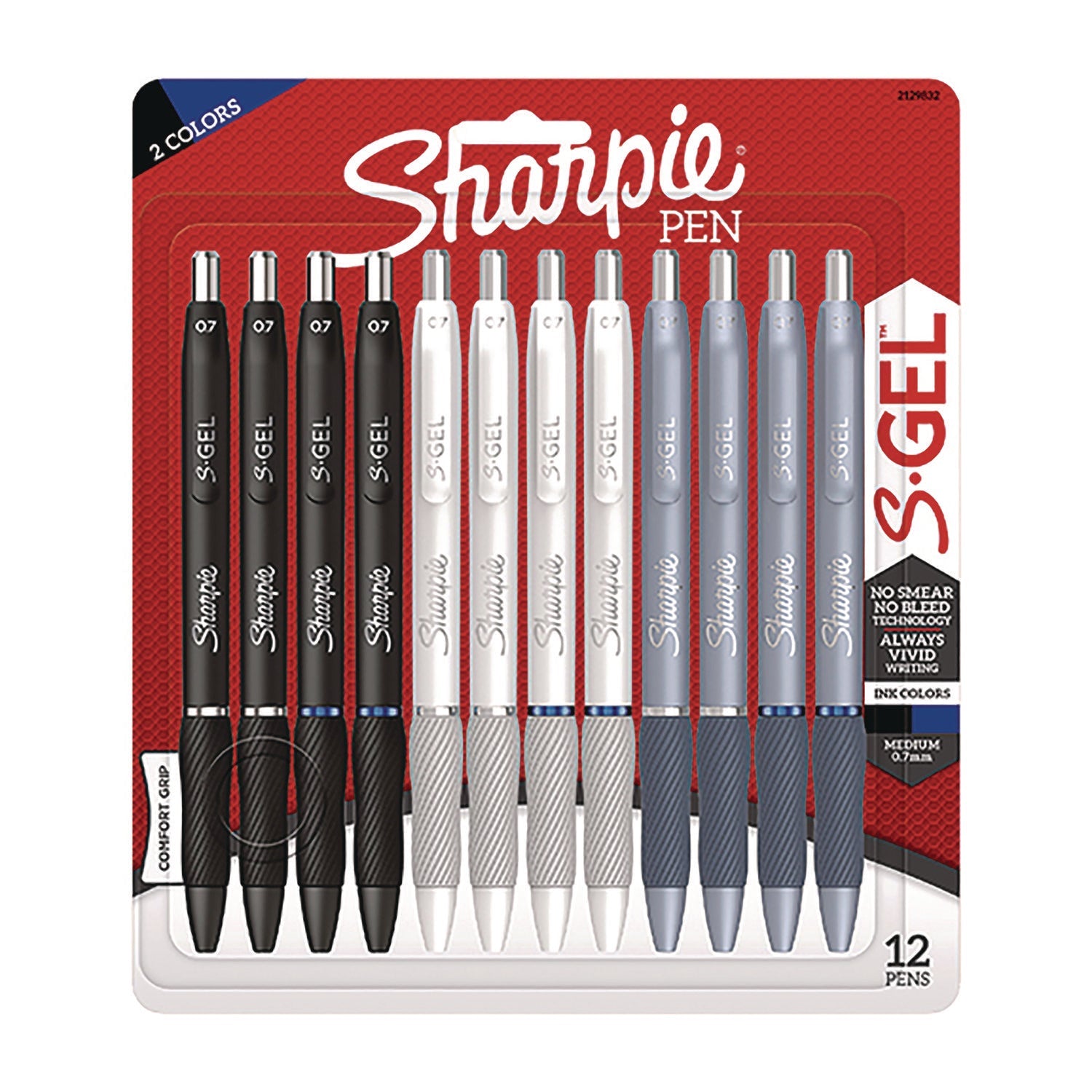 Sharpie® S-Gel™ S-Gel Gel Pen, Retractable, Medium 0.7 mm, Assorted Ink and Barrel Colors, 12/Pack