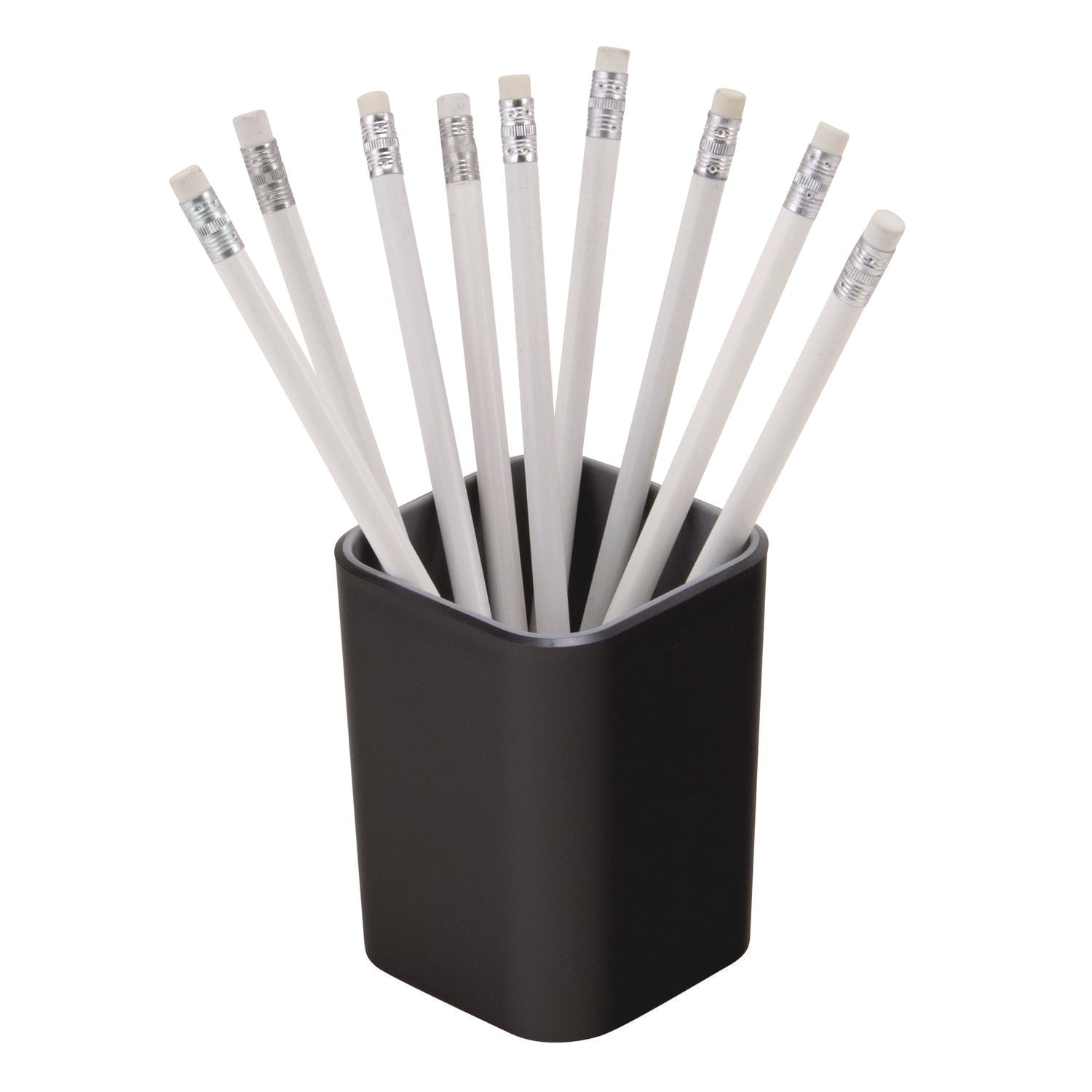 Advantus Fusion Pencil Cup, Plastic, 2.99 x 2.99 x 3.96, Black/Gray