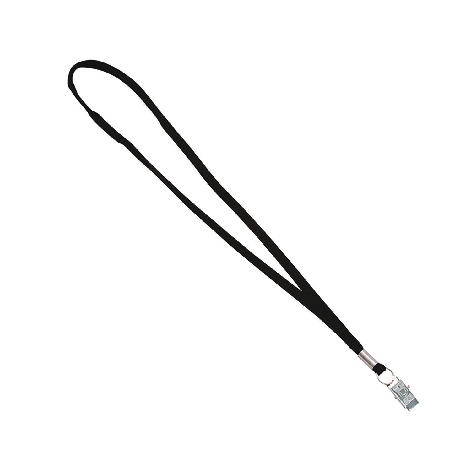 Advantus Metal Flat Clip Lanyard, 36" Long, Black, 100/Pack
