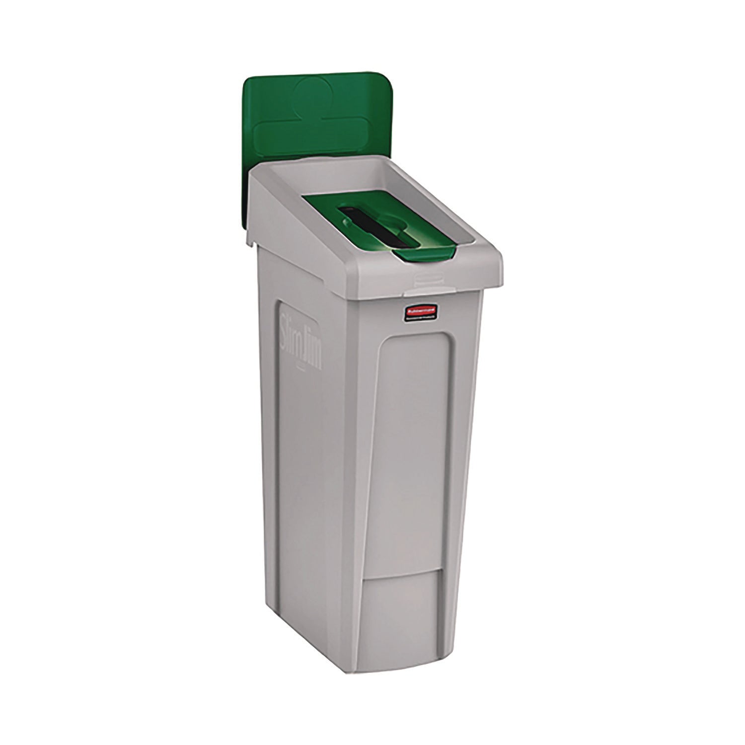 Rubbermaid® Commercial Slim Jim Recycling Station Kit, 1-Stream Paper, 23 gal, Plastic, Green/Gray