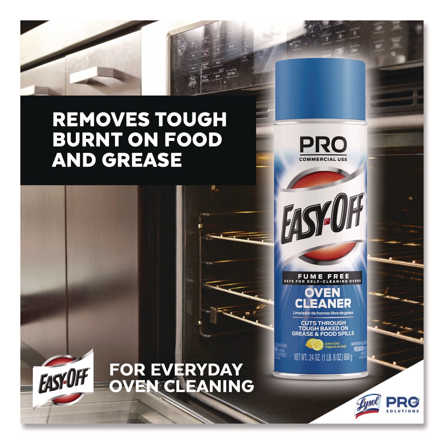 Professional EASY-OFF® Fume-Free Max Oven Cleaner, Foam, Lemon, 24 oz Aerosol Spray