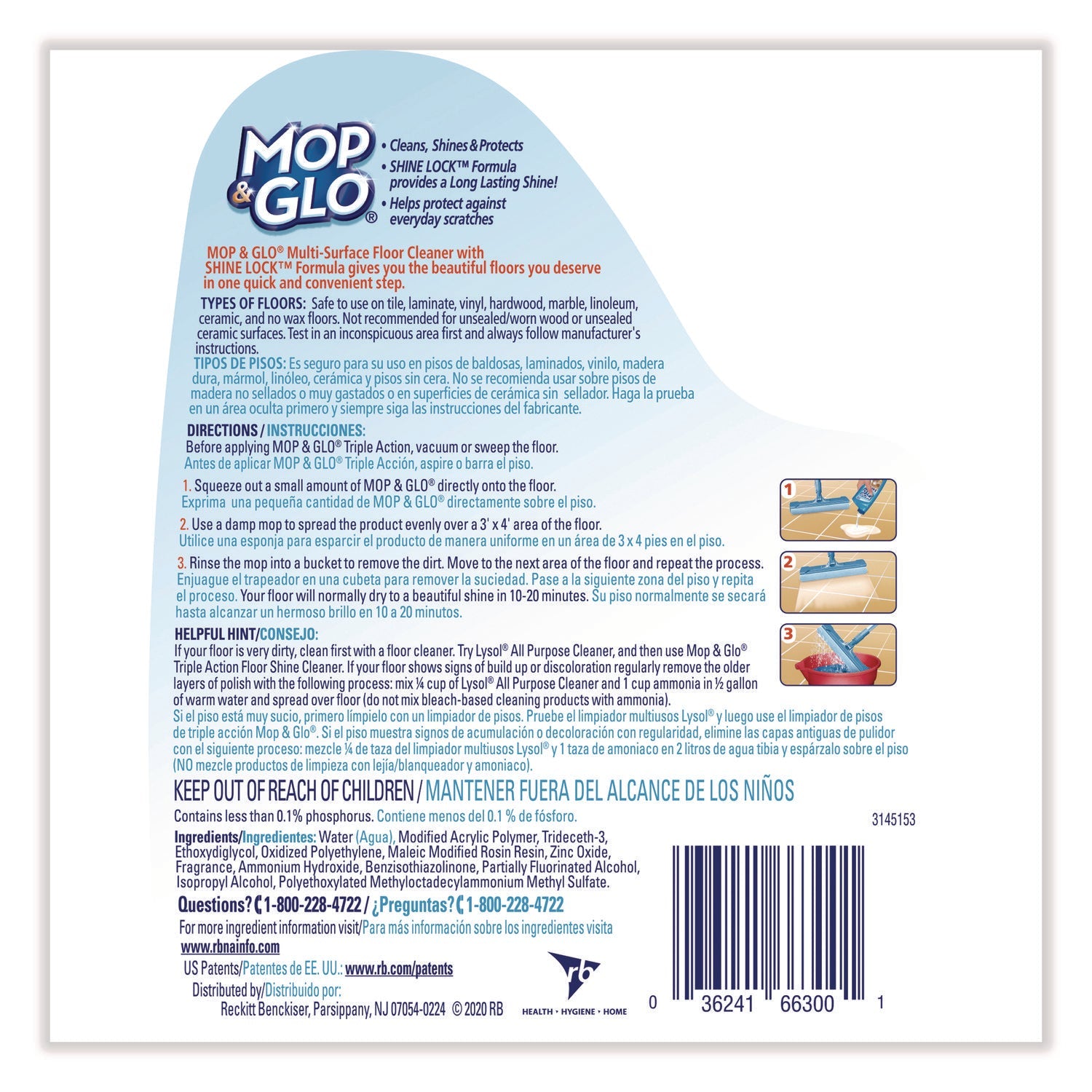 Professional MOP & GLO® Ready to Use Multi-Surface Floor Cleaner, Fresh Citrus Scent, 64 oz Bottle, 6/Carton