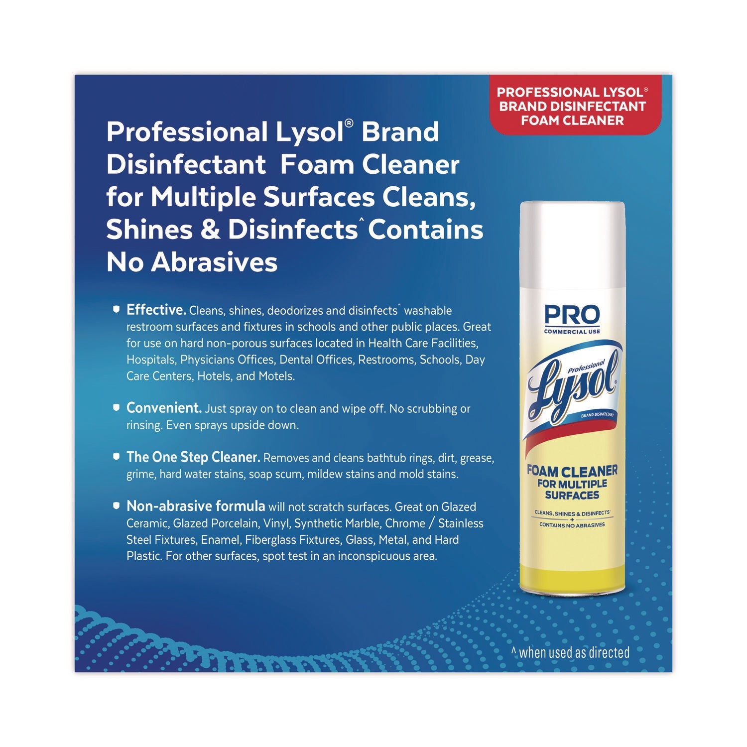 Professional LYSOL® Brand Disinfectant Foam Cleaner, 24 Oz Aerosol Spray, 12/carton