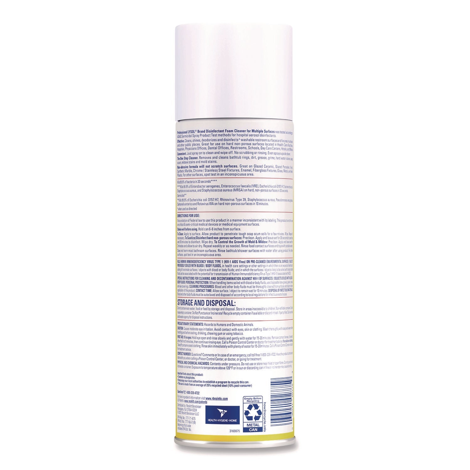 Professional LYSOL® Brand Disinfectant Foam Cleaner, 24 Oz Aerosol Spray, 12/carton